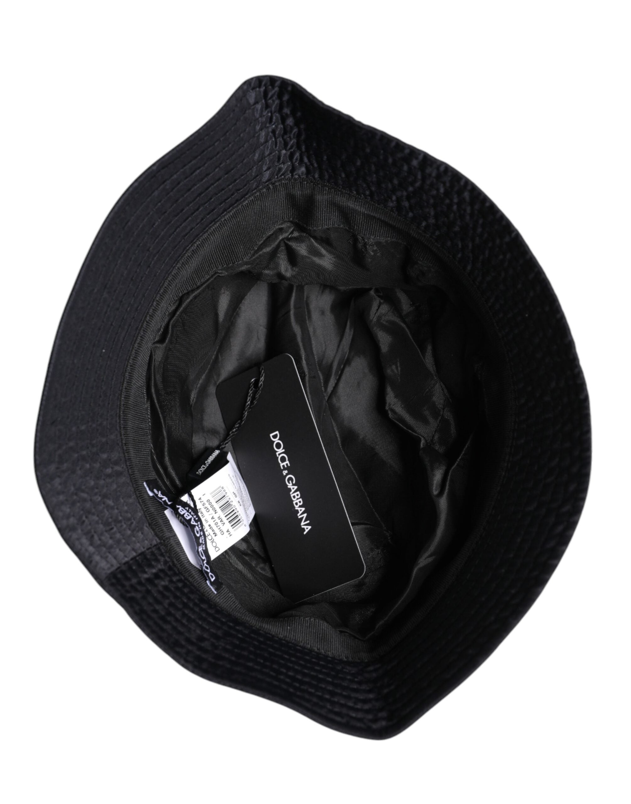Dolce & Gabbana Black Cotton Wide Brim Bucket Men's Hat