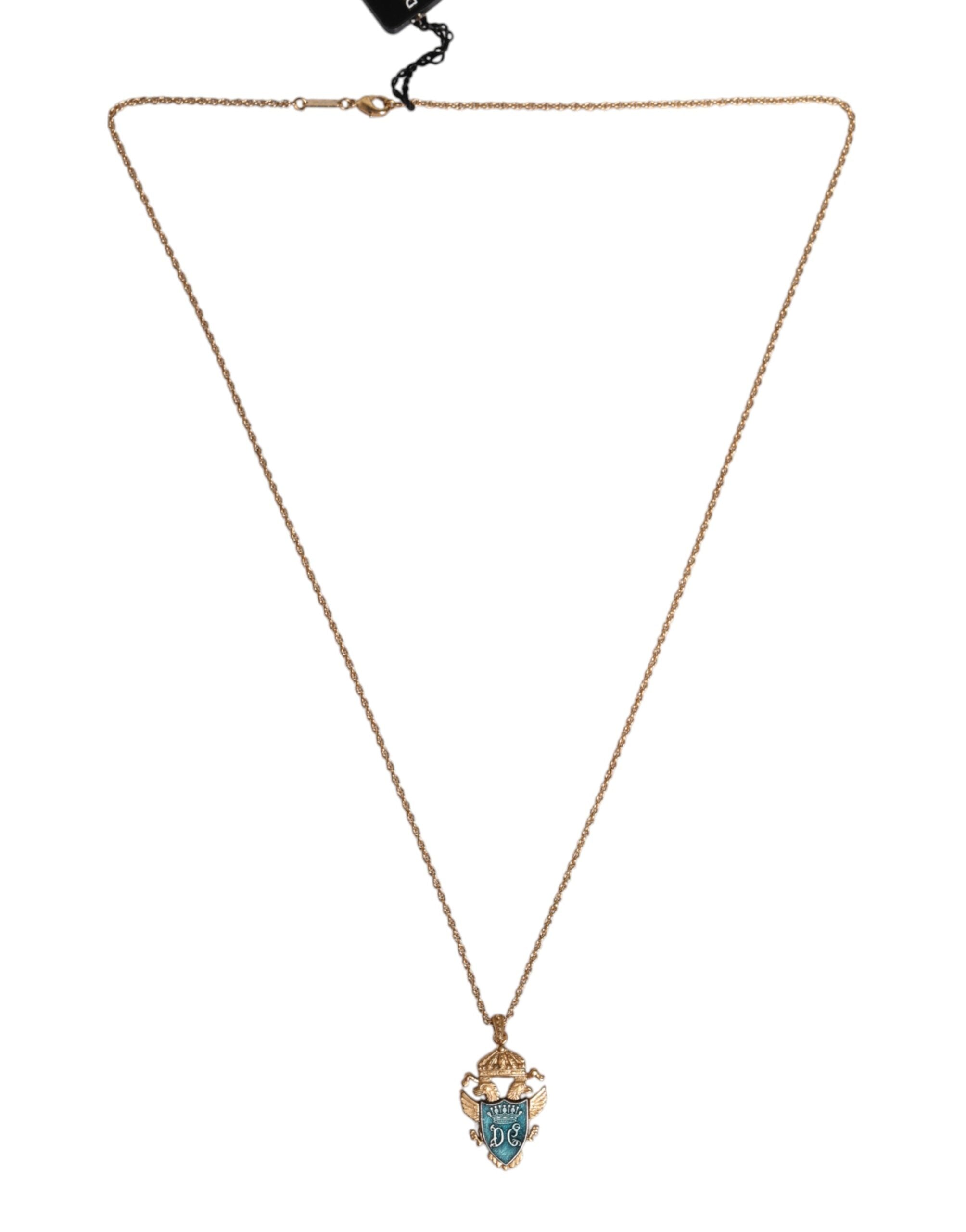 Dolce & Gabbana Gold Tone Chain Brass Statement Sicily Pendant Men's Necklace