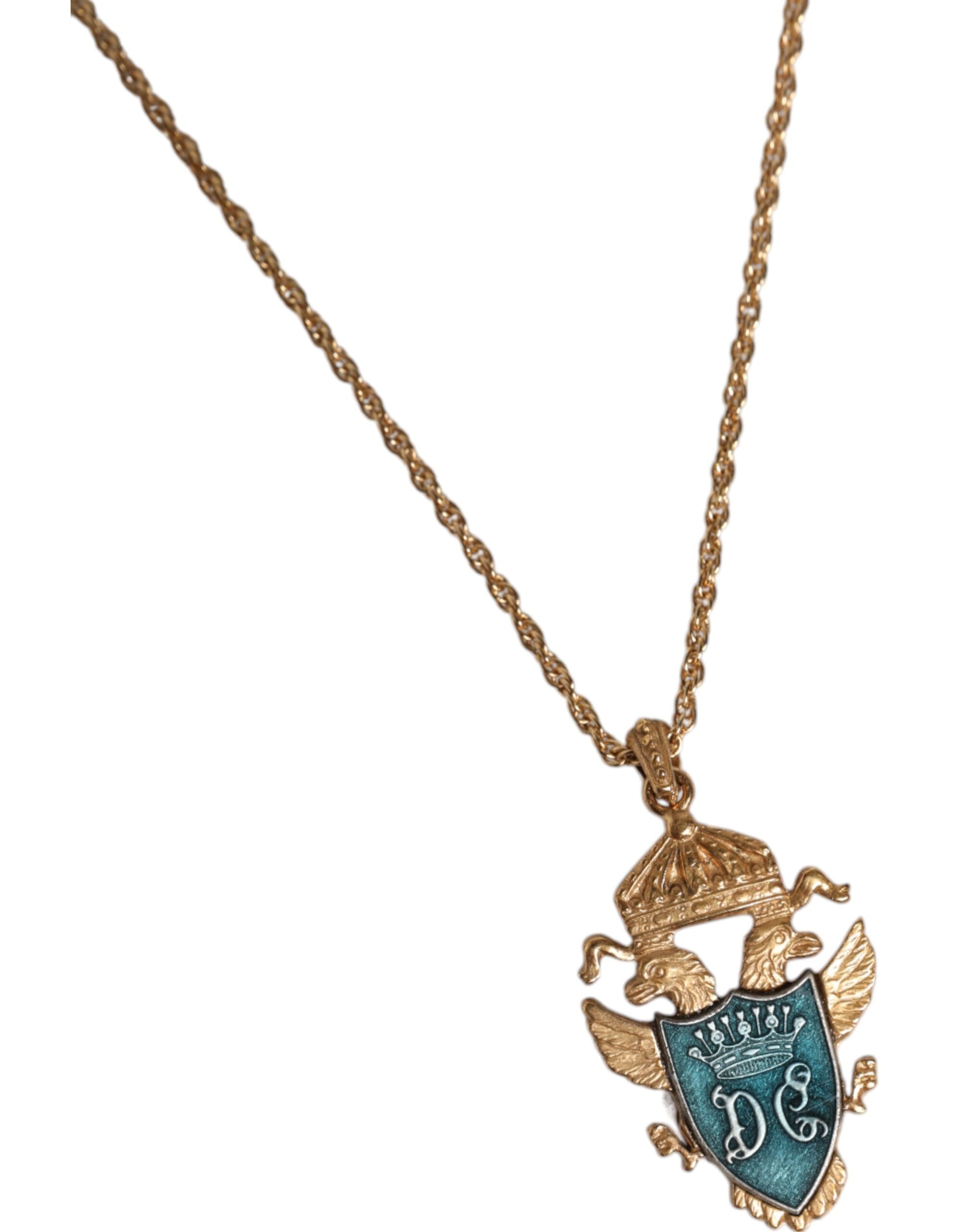 Dolce & Gabbana Gold Tone Chain Brass Statement Sicily Pendant Men's Necklace