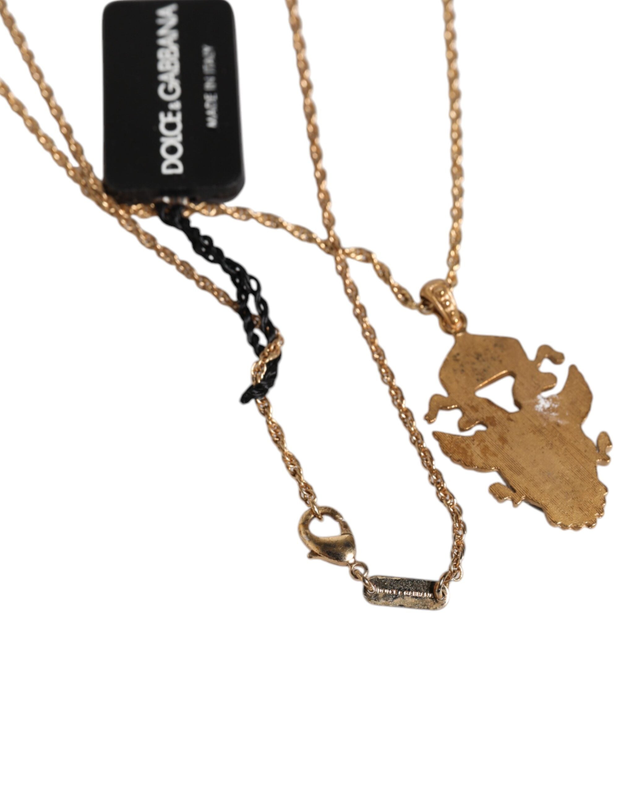 Dolce & Gabbana Gold Tone Chain Brass Statement Sicily Pendant Men's Necklace