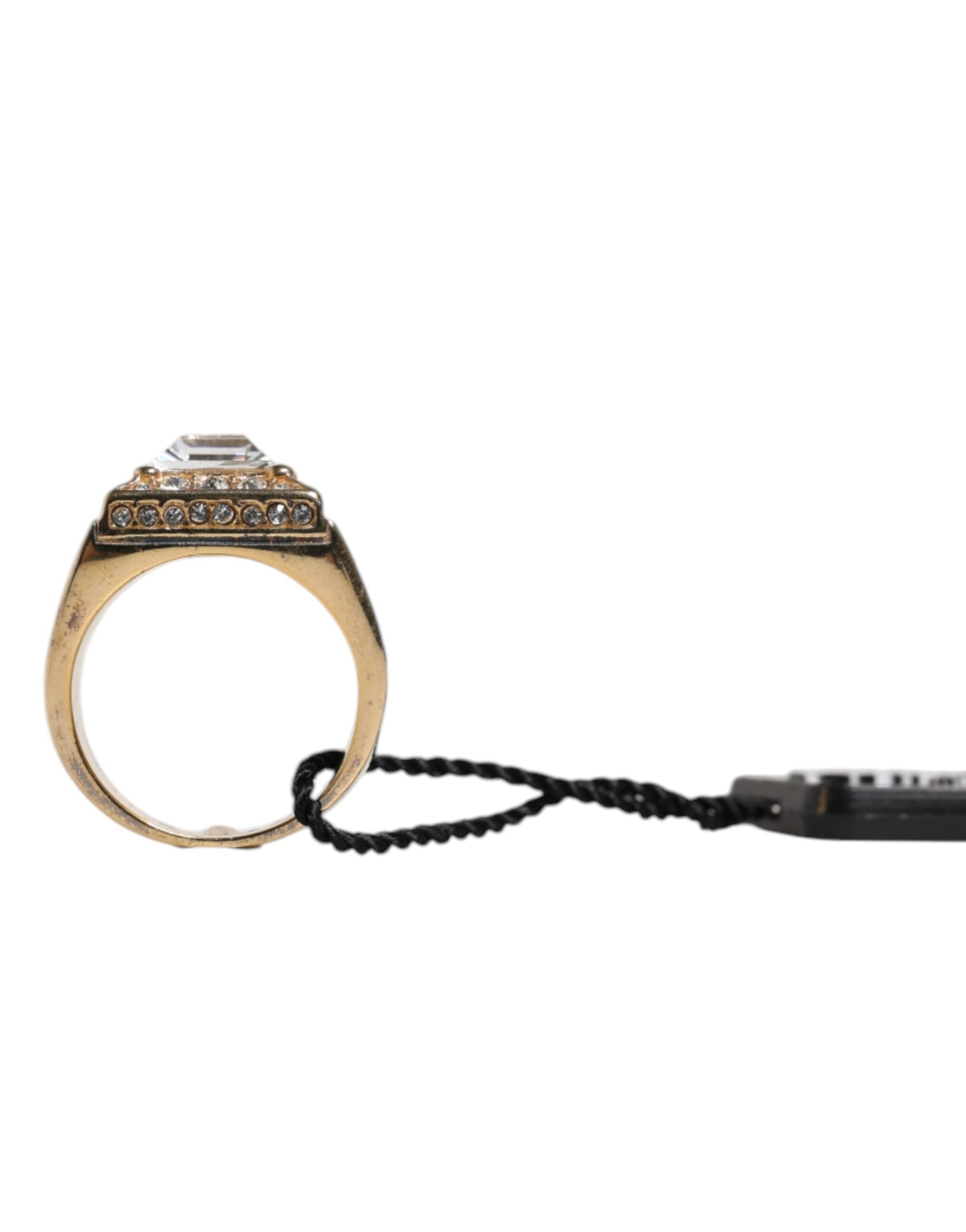 Dolce & Gabbana Gold Tone Sterling Silver 925 Crystals Men's Ring