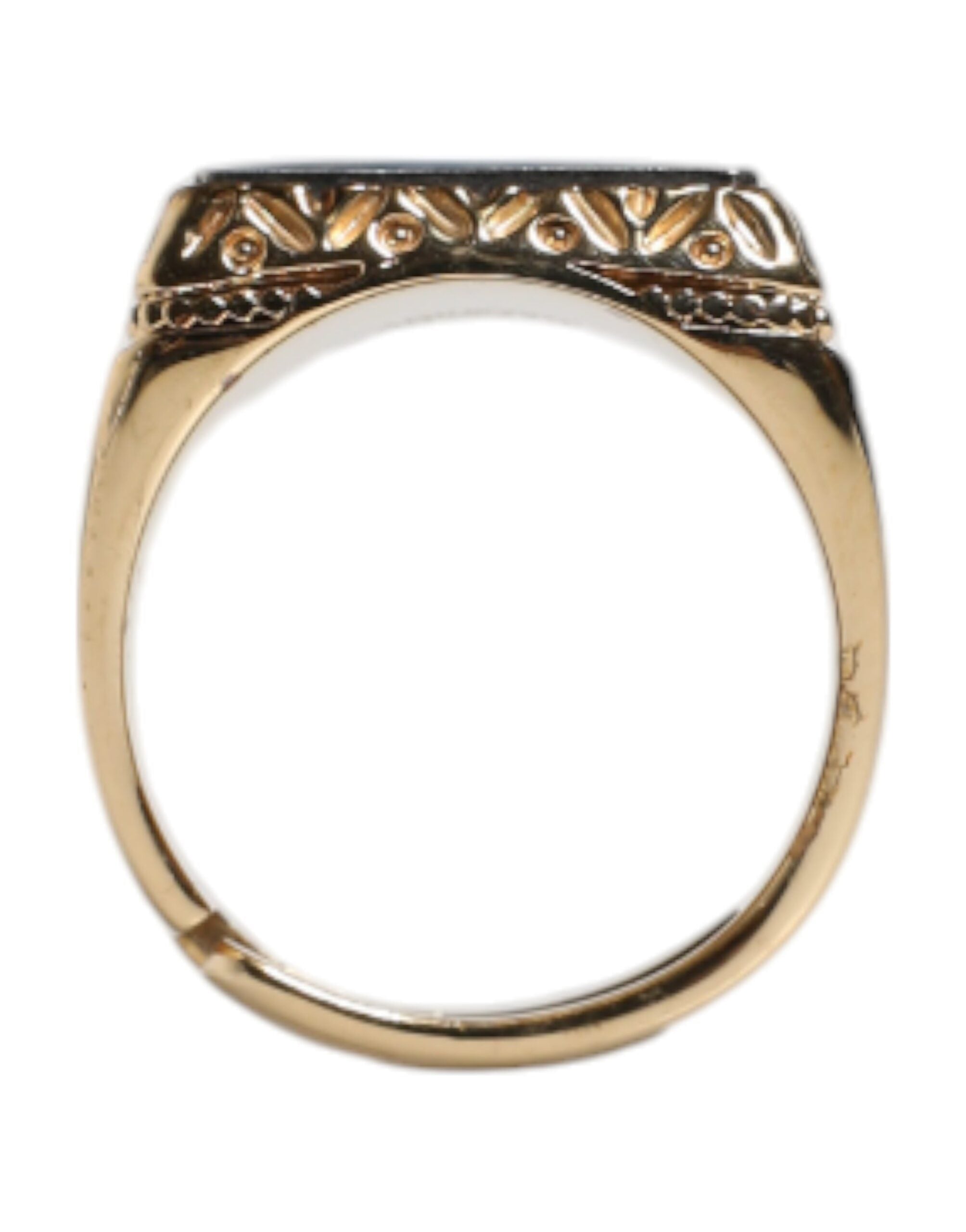 Dolce & Gabbana Gold Tone Sterling Silver 925 DG Crown Adjustable Men's Ring