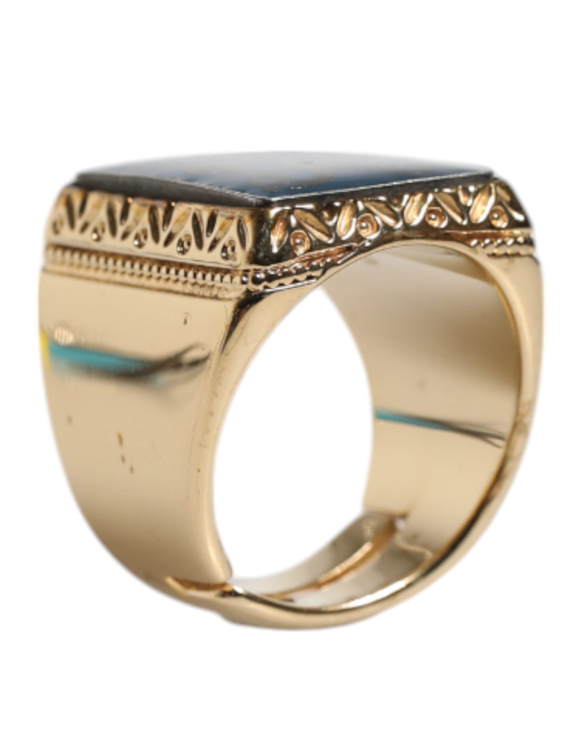 Dolce & Gabbana Gold Tone Sterling Silver 925 DG Crown Adjustable Men's Ring