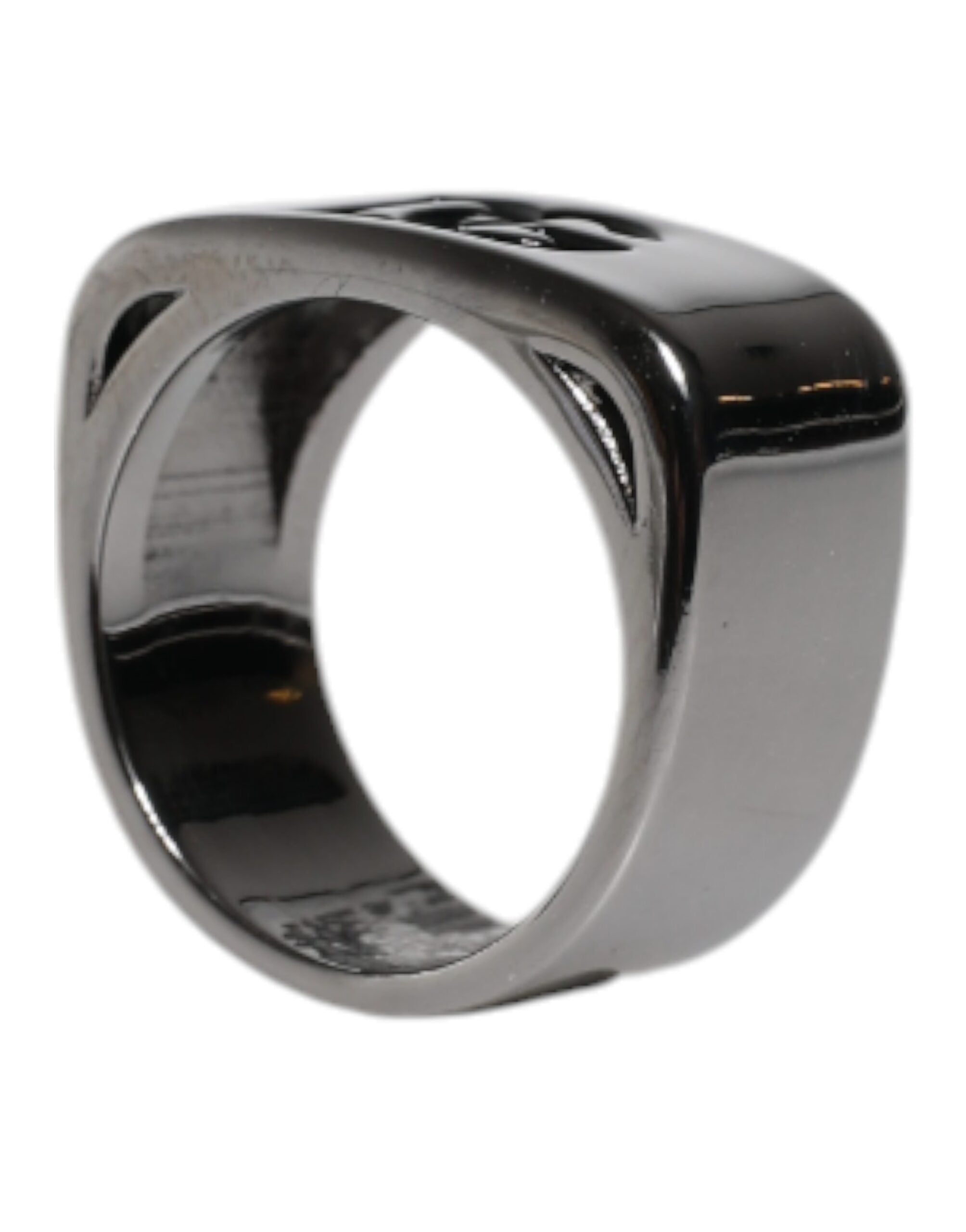 Dolce & Gabbana Silver Tone Brass Anello DG Logo Men's Ring
