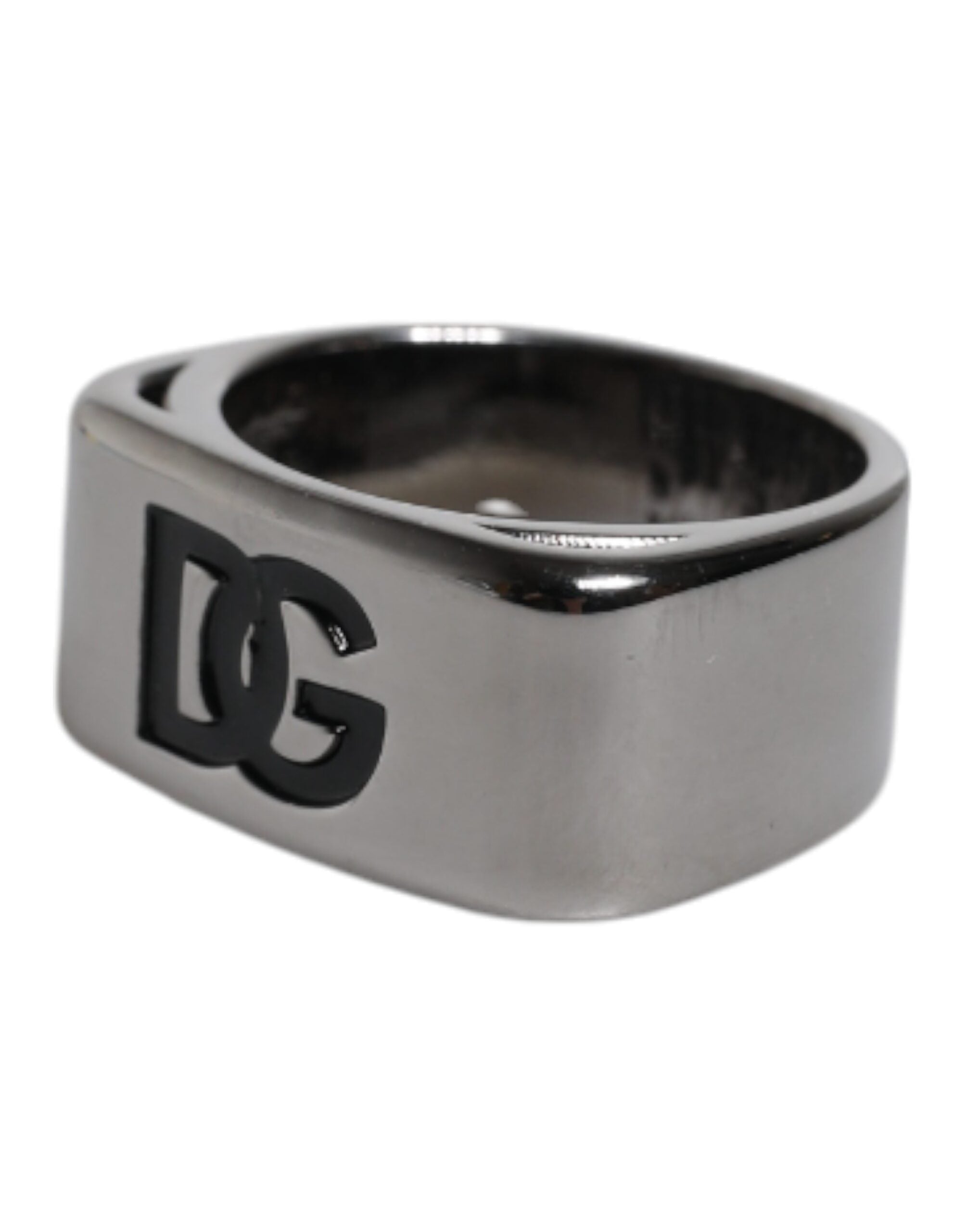 Dolce & Gabbana Silver Tone Brass Anello DG Logo Men's Ring