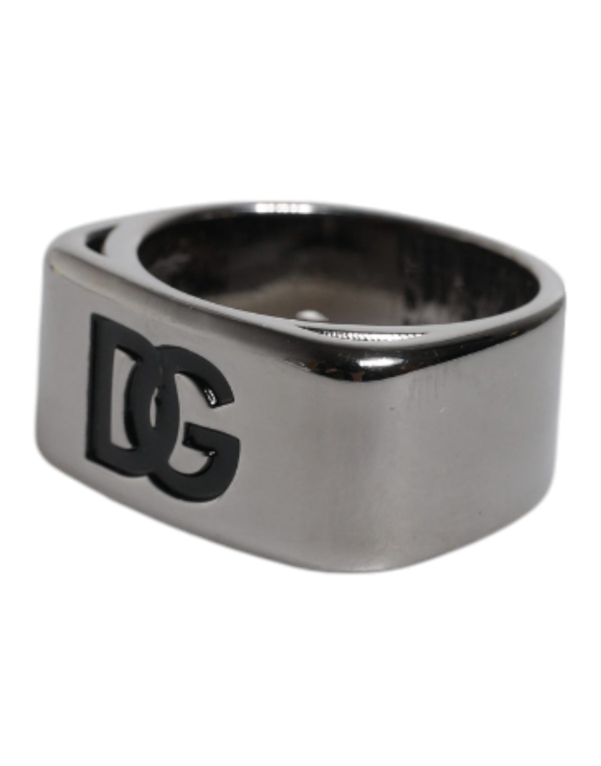Dolce & Gabbana Silver Tone Brass Anello DG Logo Men's Ring