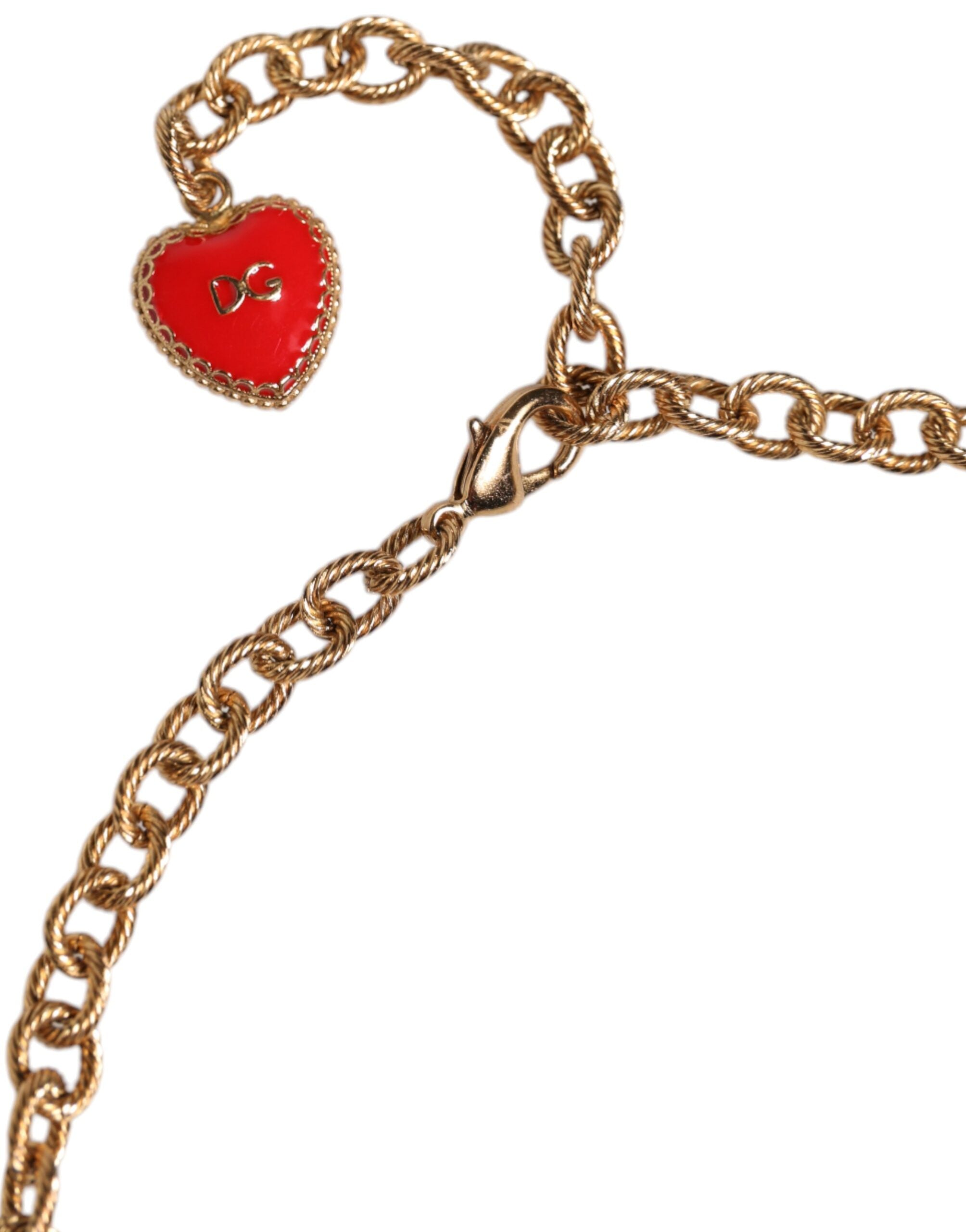 Dolce & Gabbana Gold Brass Chain Floral Sicily Charms Statement Women's Necklace