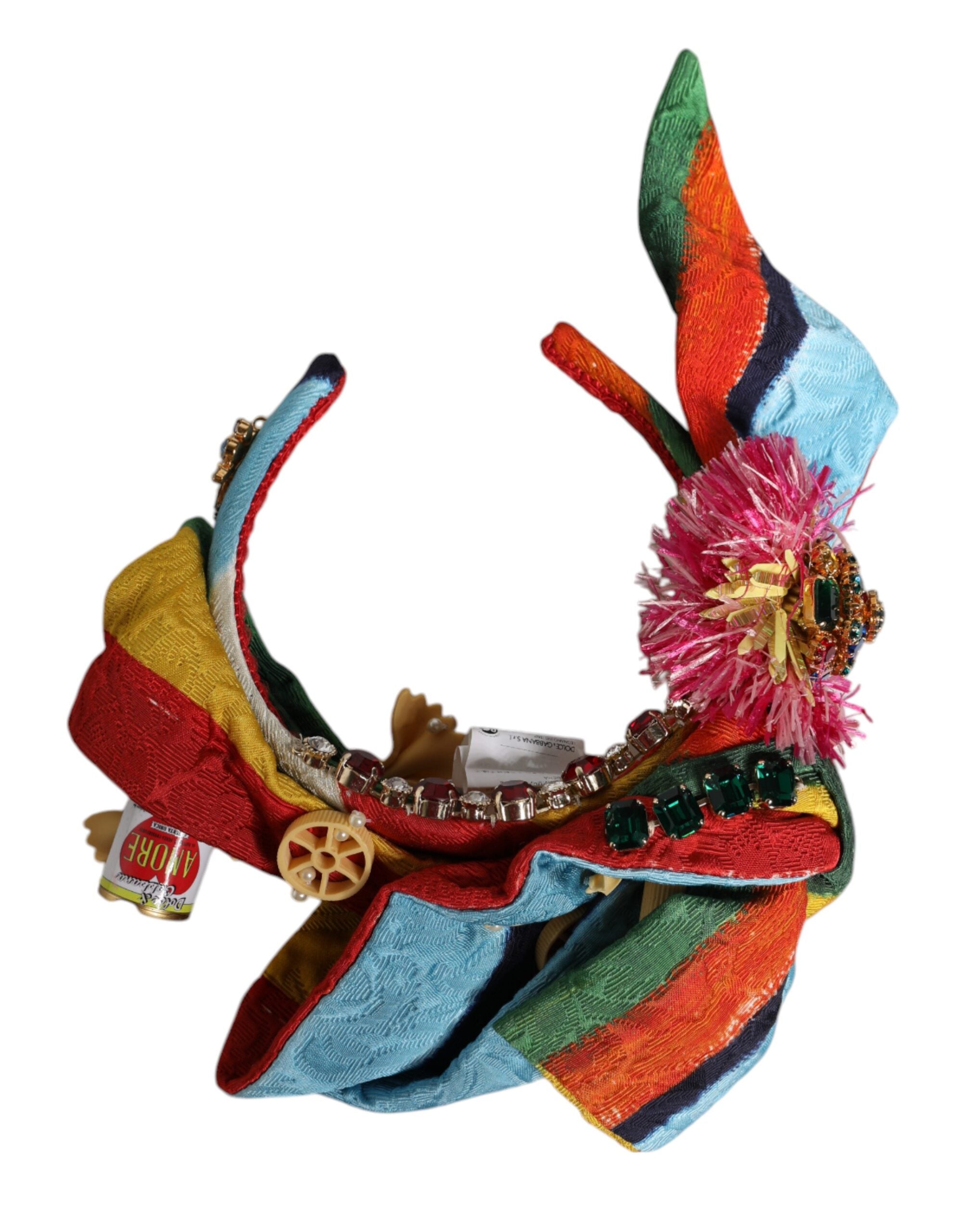 Dolce & Gabbana Multicolor Floral Crystal Embellished Diadem Women's Headband