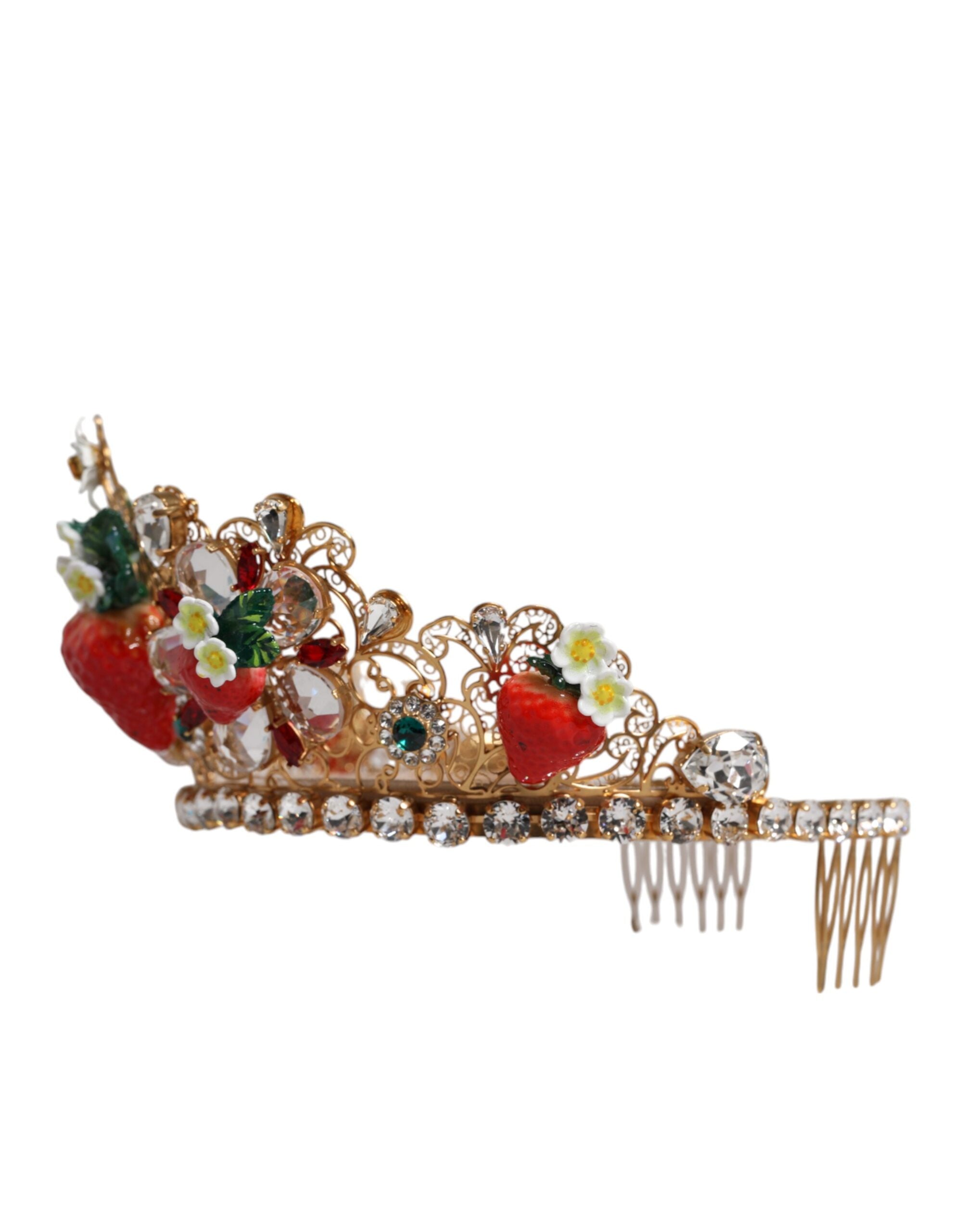Dolce & Gabbana Multicolor Floral Strawberry Crystal Embellished Women's Tiara