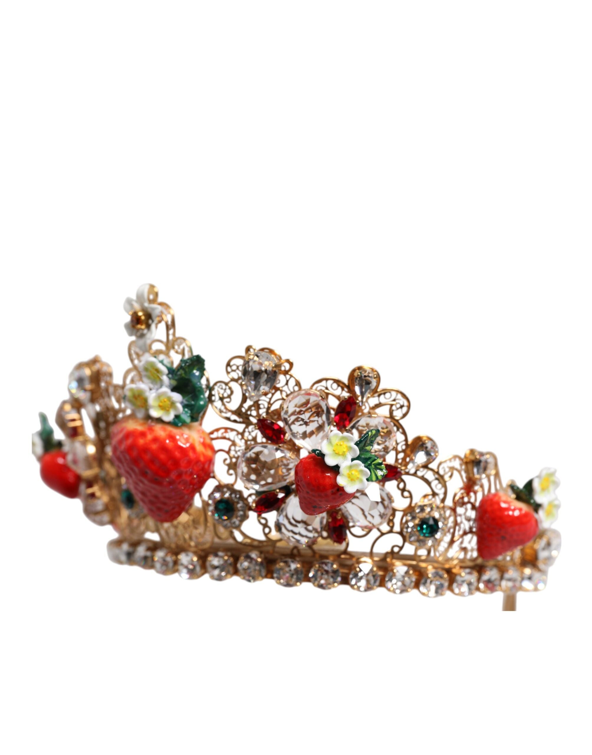 Dolce & Gabbana Multicolor Floral Strawberry Crystal Embellished Women's Tiara