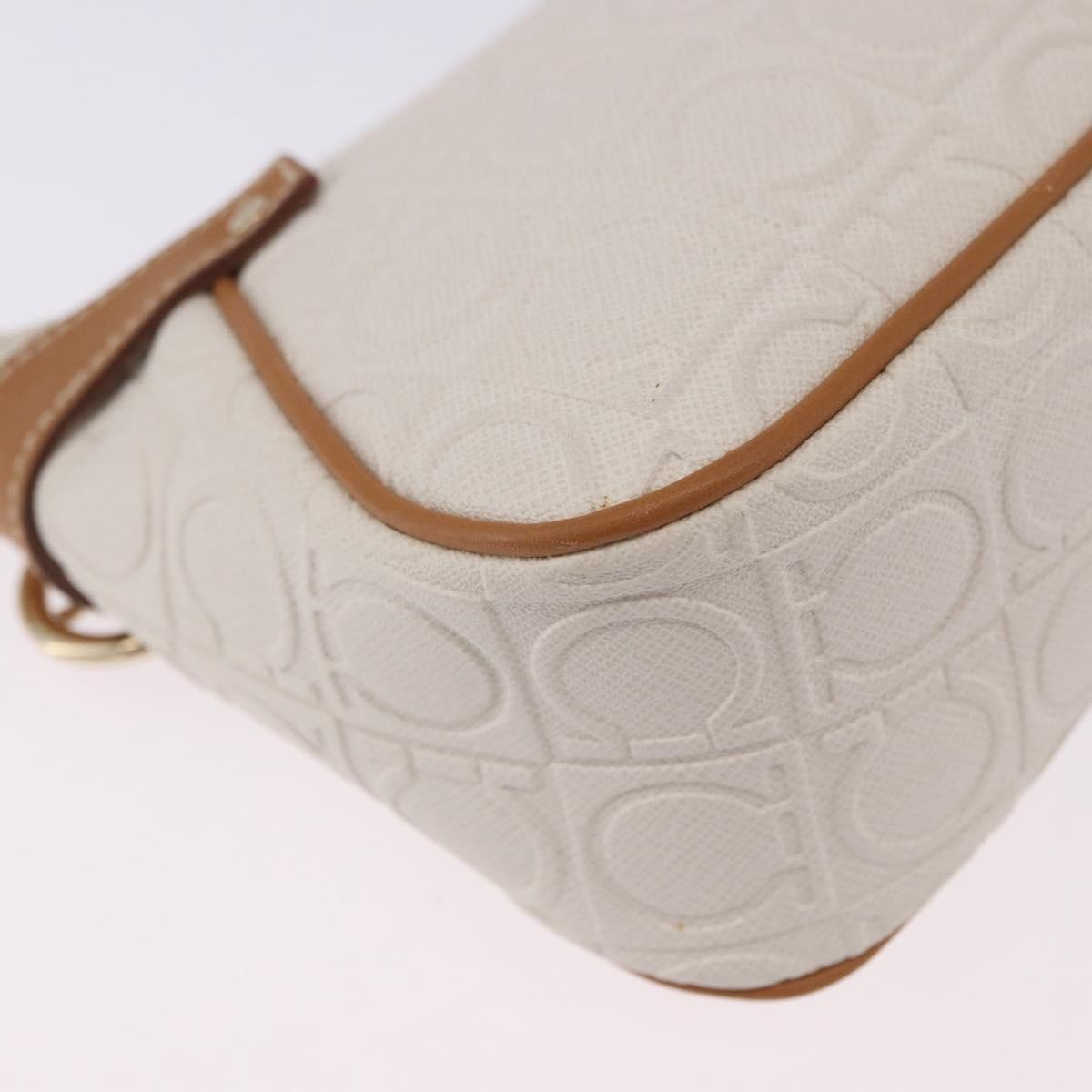 Salvatore Ferragamo Gancini Canvas And Leather White Canvas Clutche & Pouche Bag (Pre-Owned)