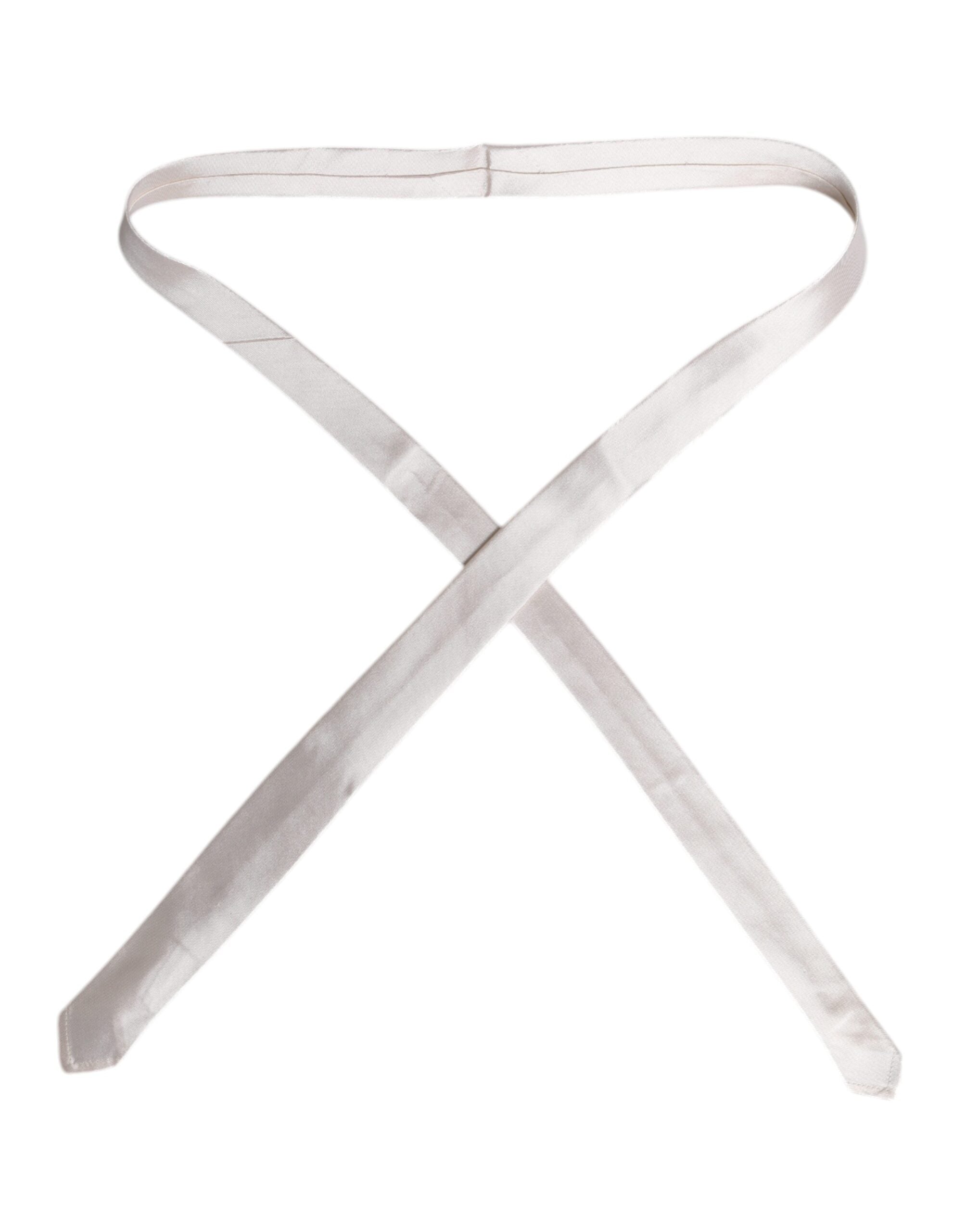 Dolce & Gabbana White Solid Silk Adjustable NeckMen's Men's Tie
