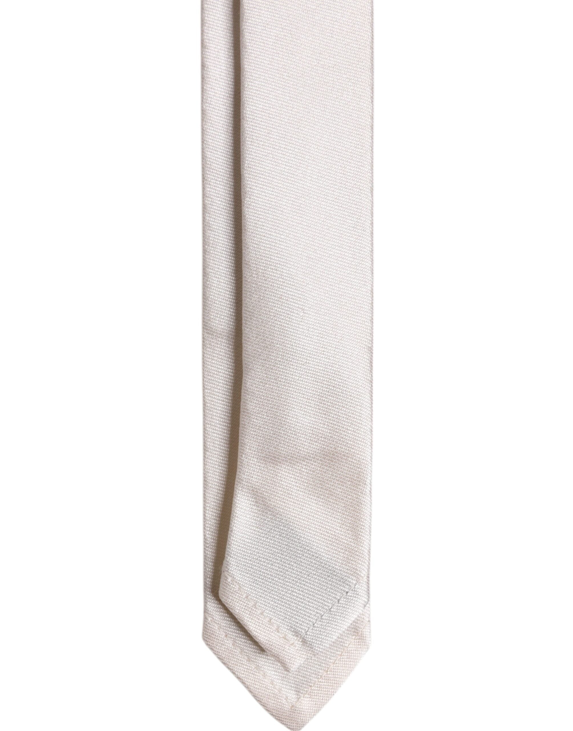 Dolce & Gabbana White Solid Silk Adjustable NeckMen's Men's Tie