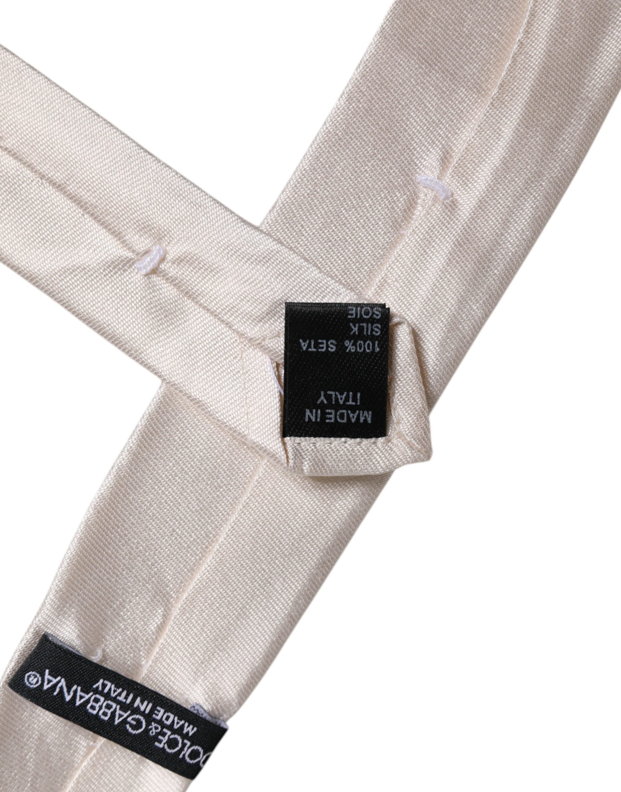 Dolce & Gabbana White Solid Silk Adjustable NeckMen's Men's Tie