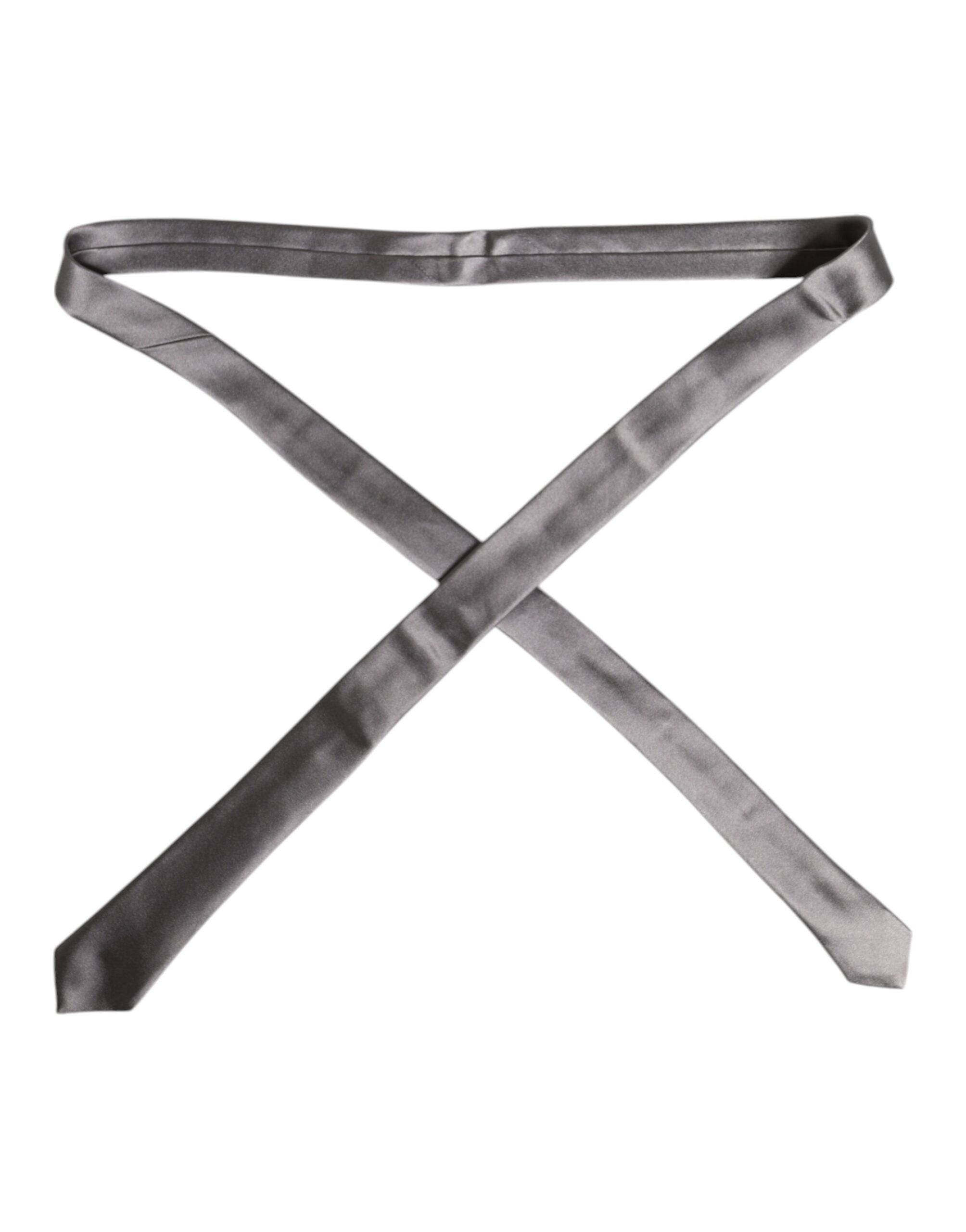 Dolce & Gabbana Metallic Silver Silk Adjustable NeckMen's Men's Tie