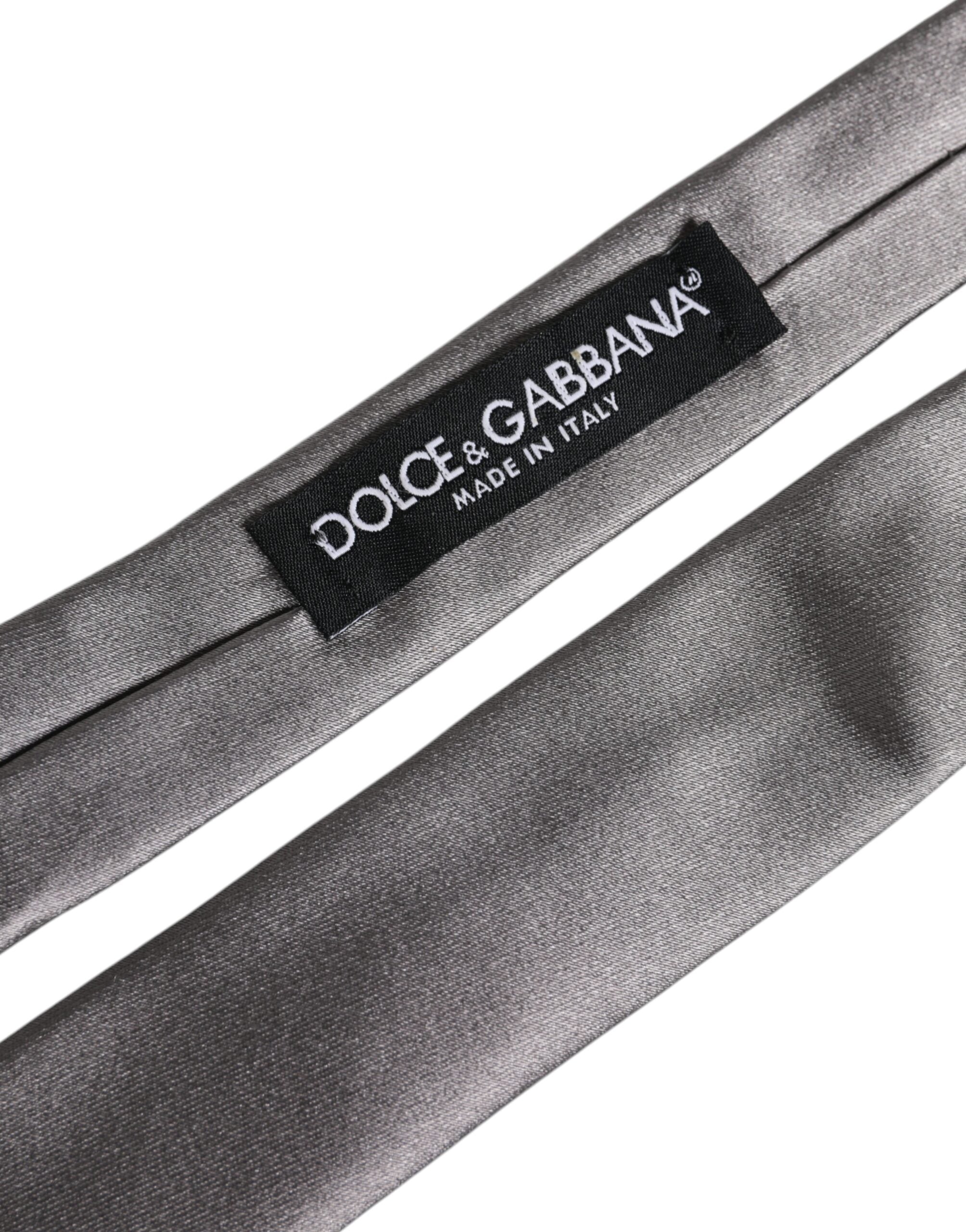 Dolce & Gabbana Metallic Silver Silk Adjustable NeckMen's Men's Tie