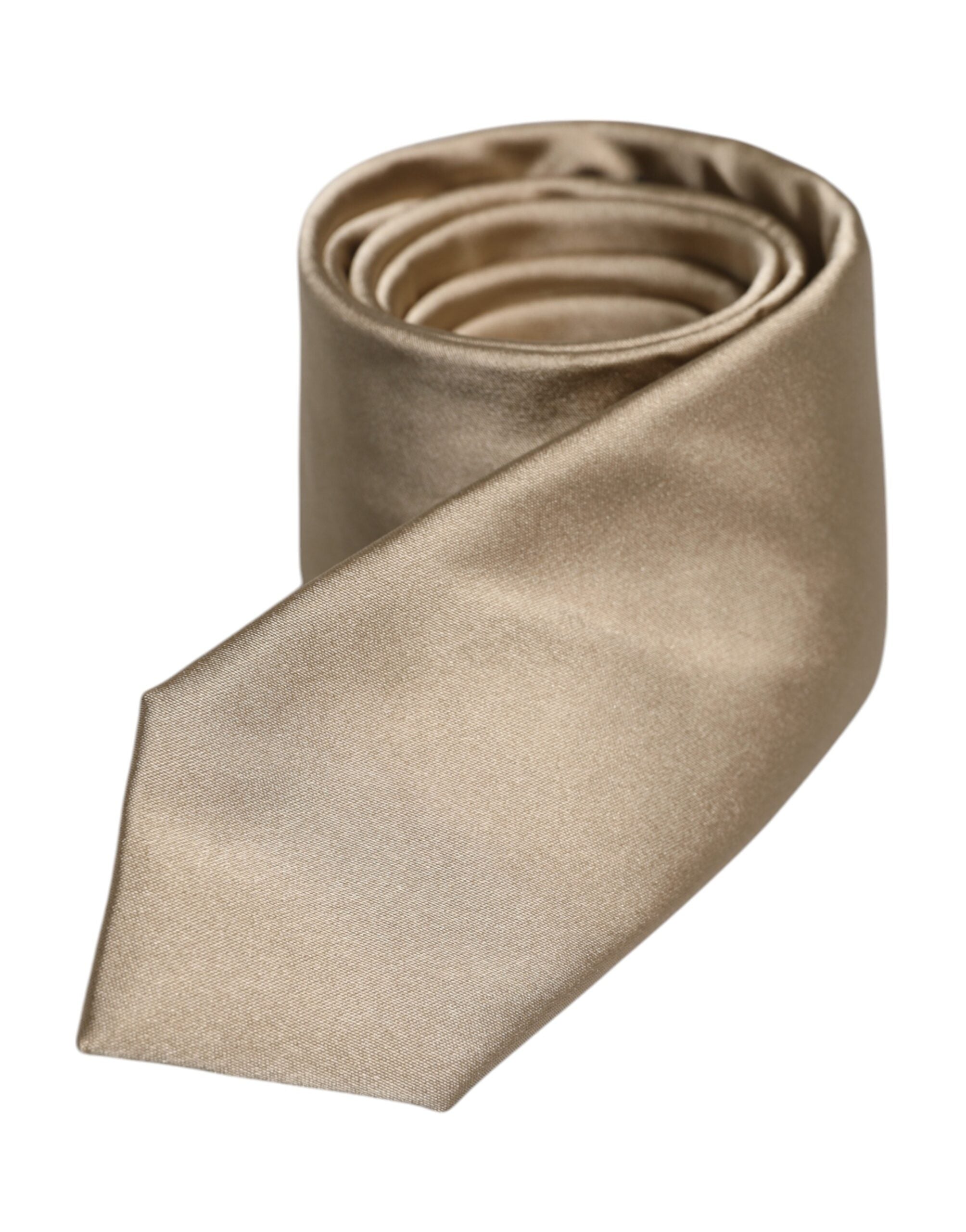 Dolce & Gabbana Beige Solid Silk Adjustable NeckMen's Men's Tie