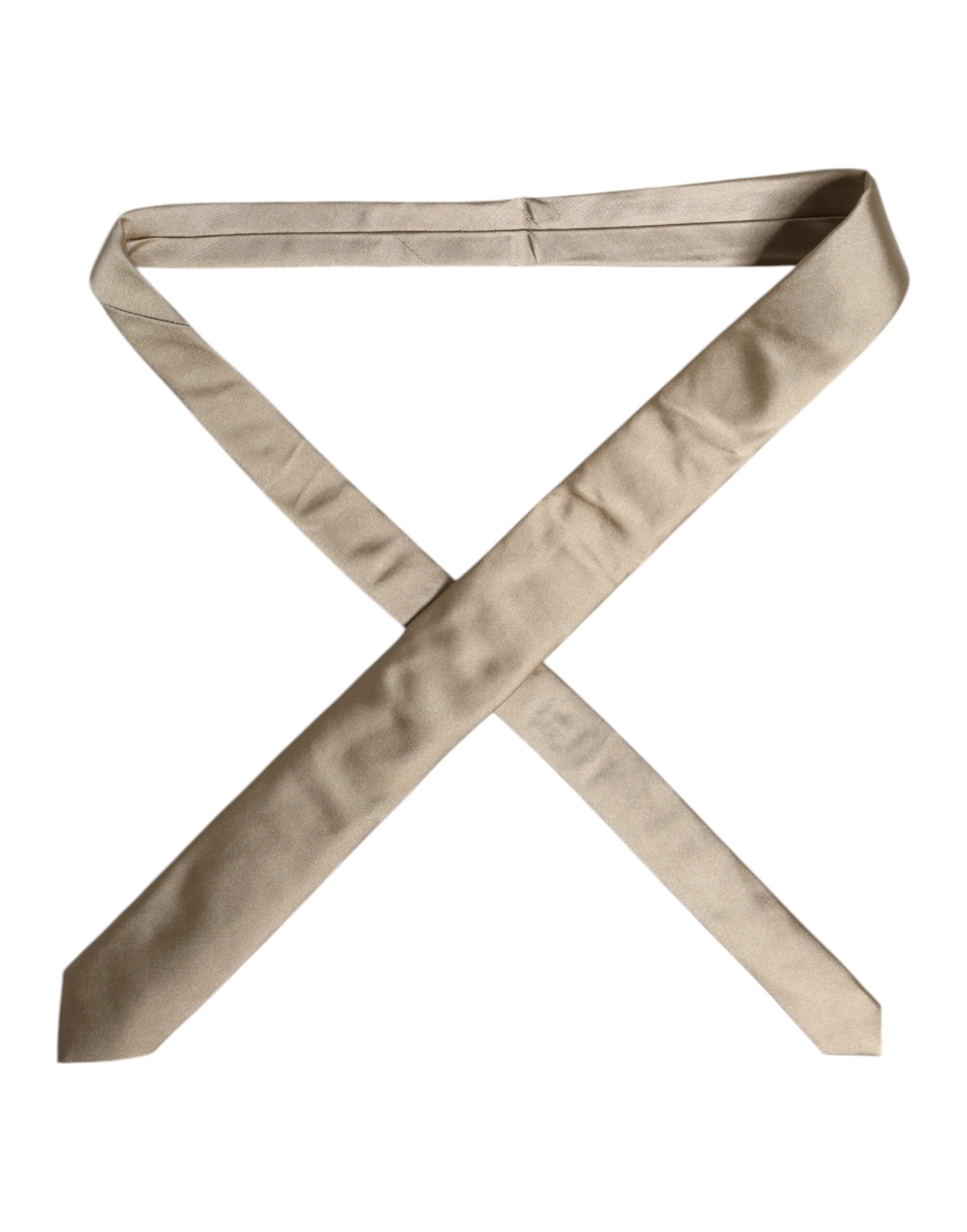 Dolce & Gabbana Beige Solid Silk Adjustable NeckMen's Men's Tie