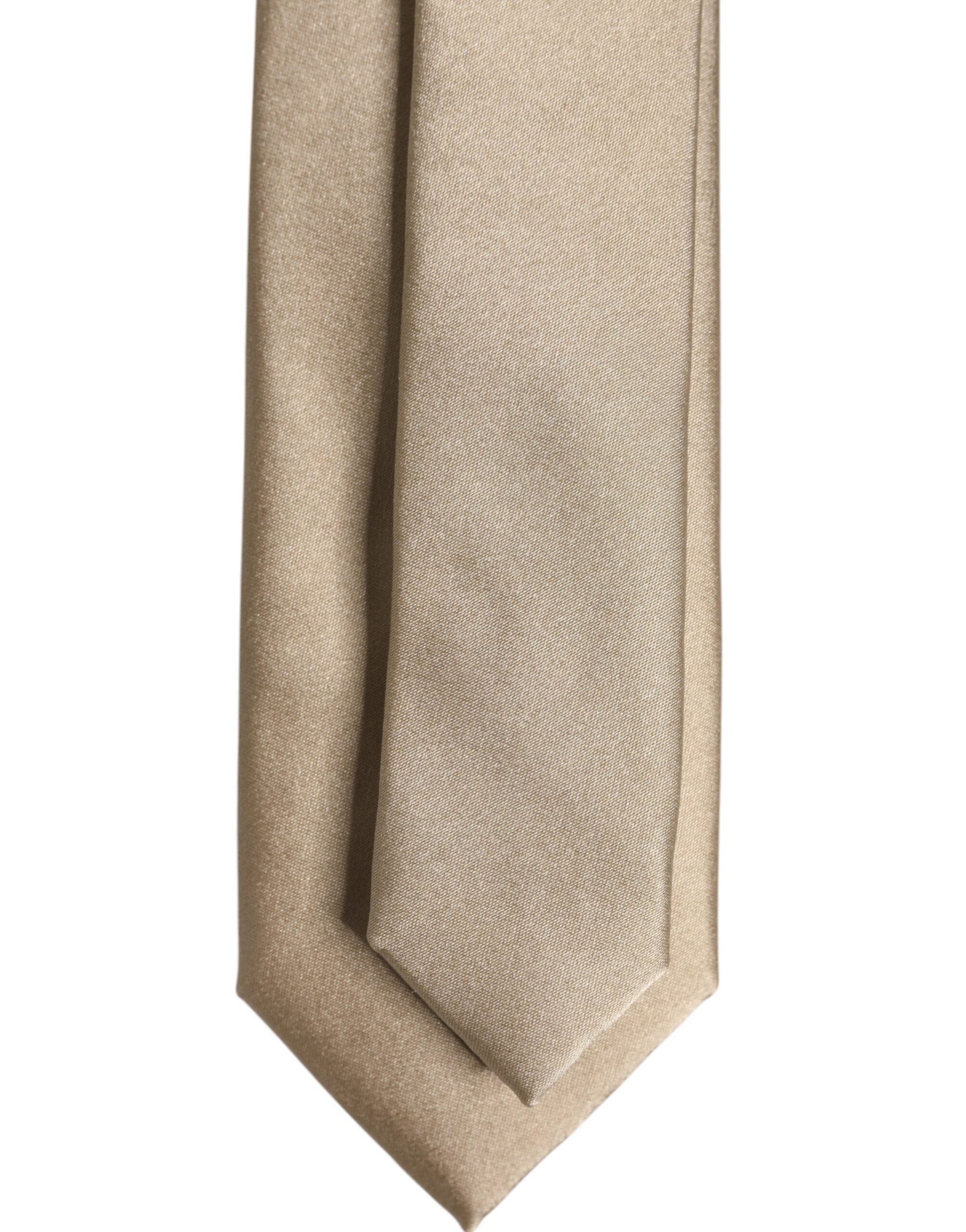 Dolce & Gabbana Beige Solid Silk Adjustable NeckMen's Men's Tie