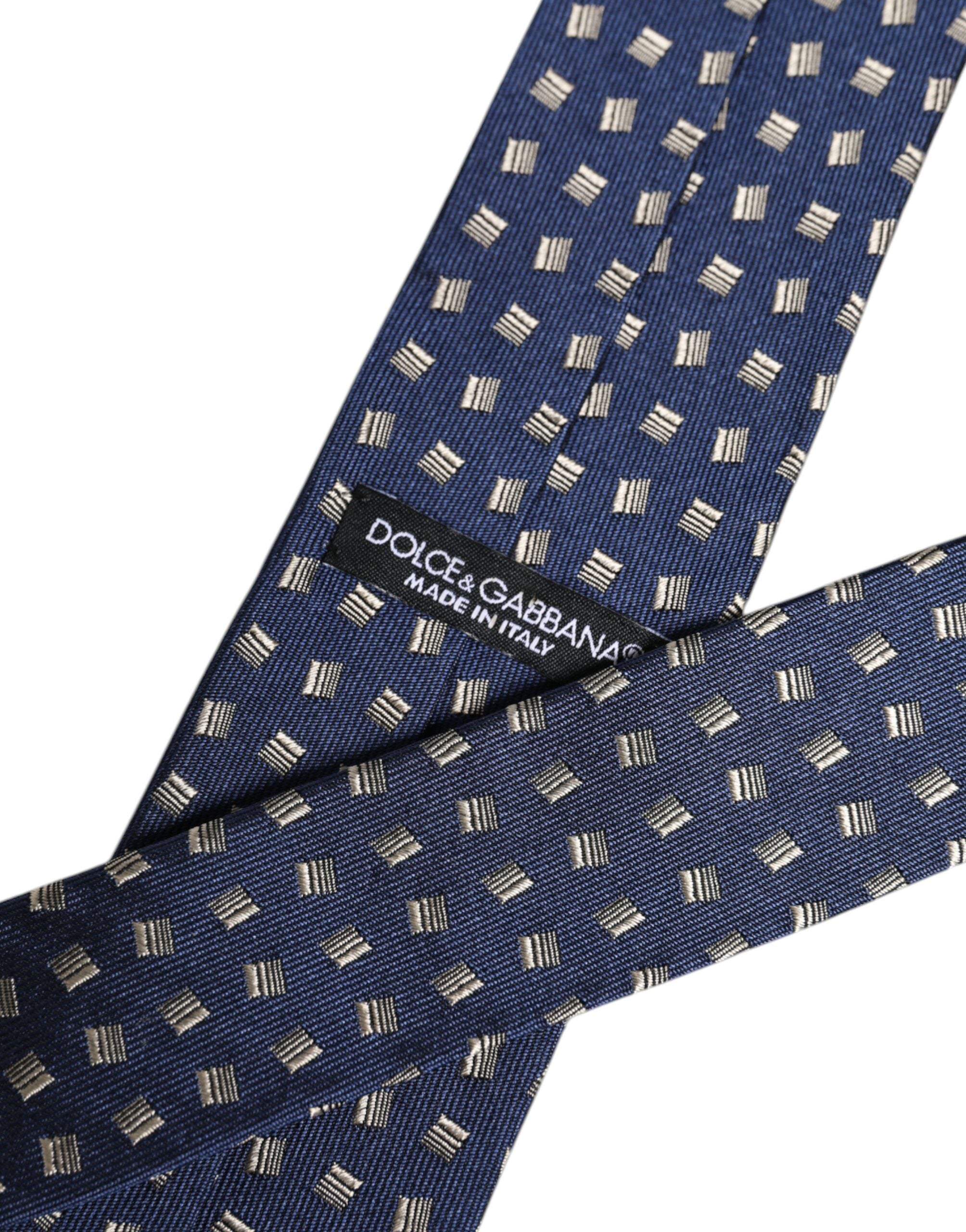 Dolce & Gabbana Blue Patterned Silk Adjustable NeckMen's Men's Tie