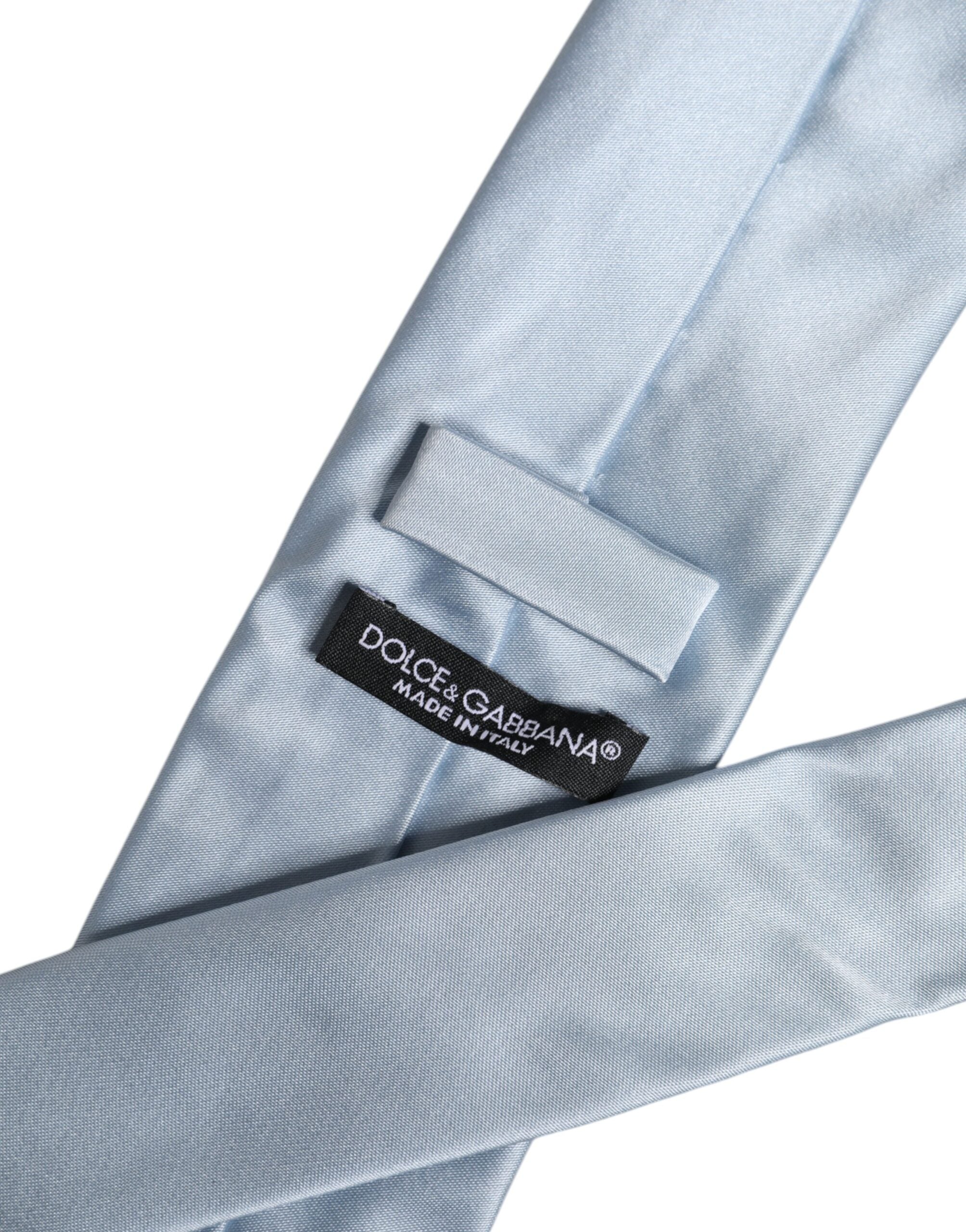Dolce & Gabbana Light Blue Solid Silk Adjustable NeckMen's Men's Tie
