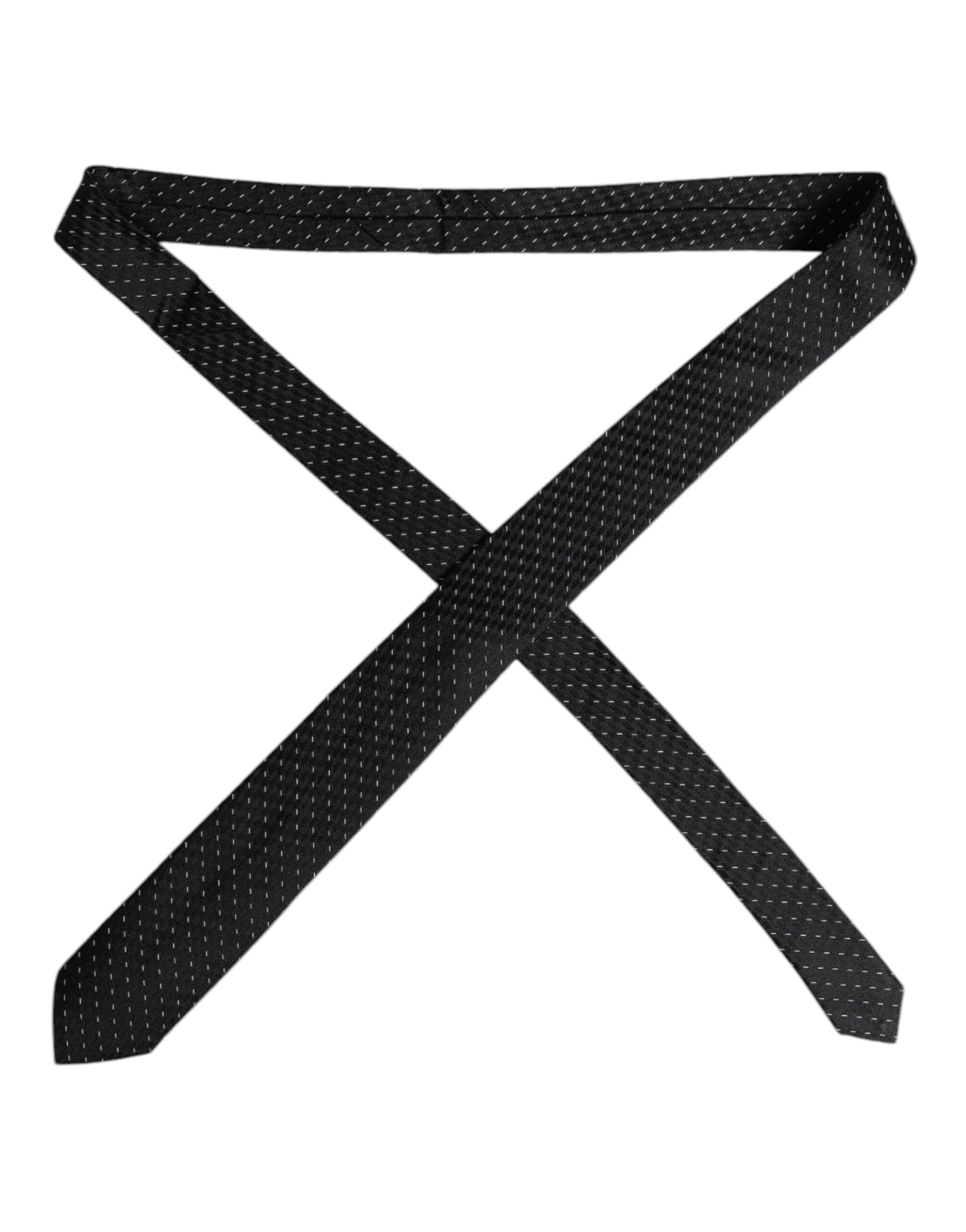 Dolce & Gabbana Black Patterned Silk Adjustable NeckMen's Men's Tie