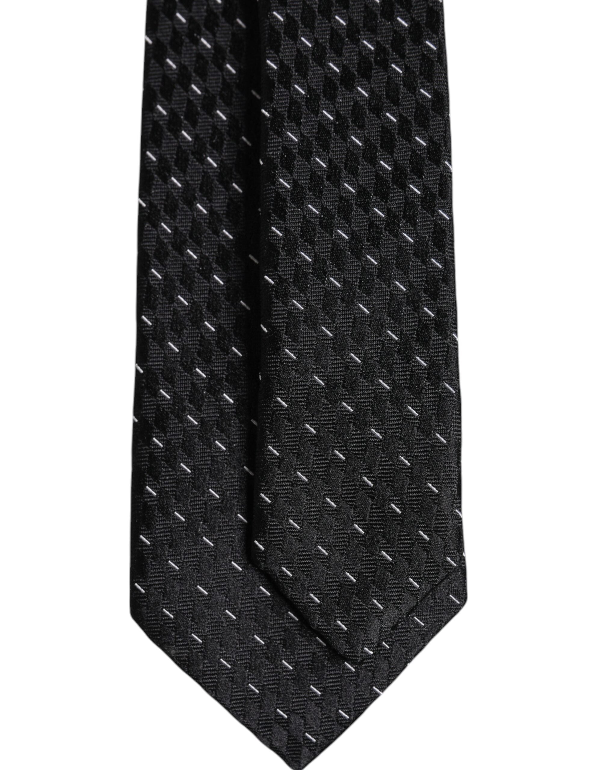 Dolce & Gabbana Black Patterned Silk Adjustable NeckMen's Men's Tie