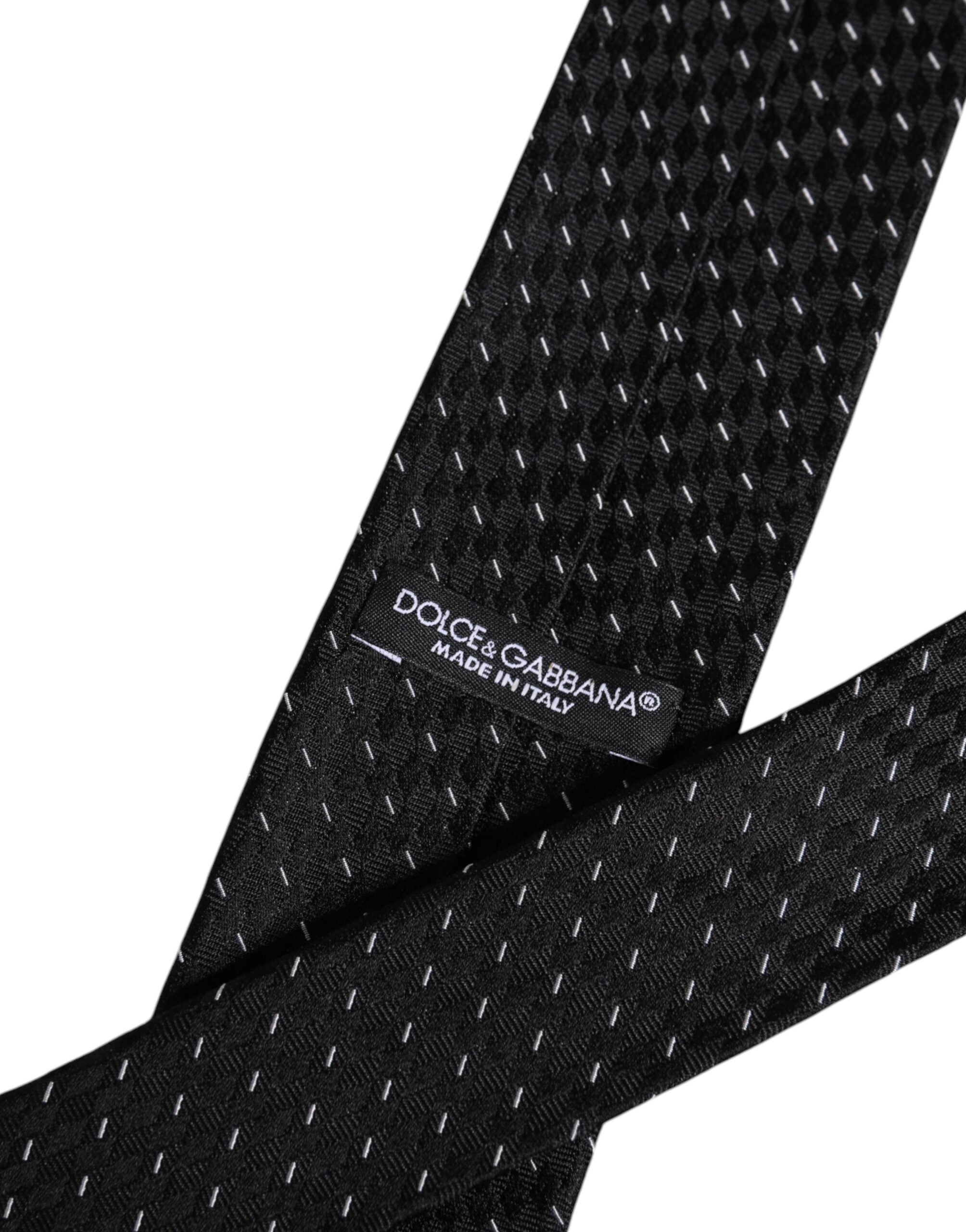 Dolce & Gabbana Black Patterned Silk Adjustable NeckMen's Men's Tie