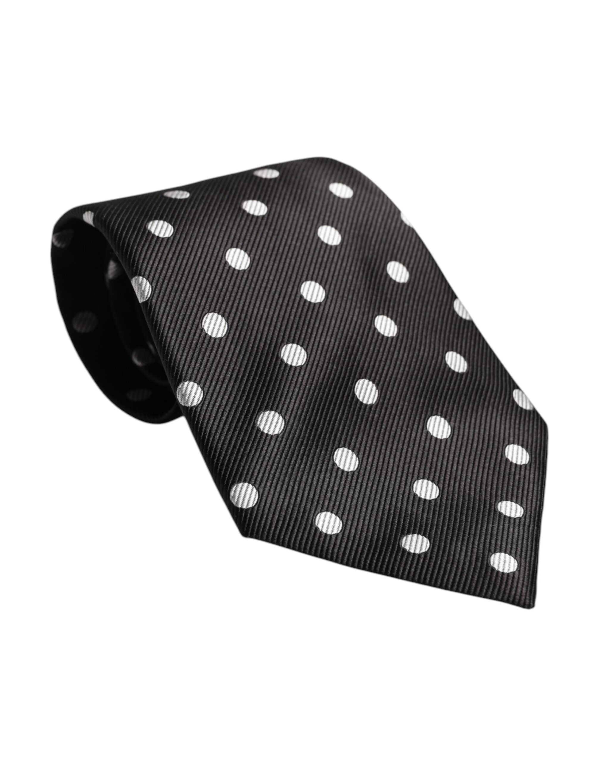 Dolce & Gabbana Black Polka Dots Silk Adjustable NeckMen's Men's Tie (Pre-Owned)