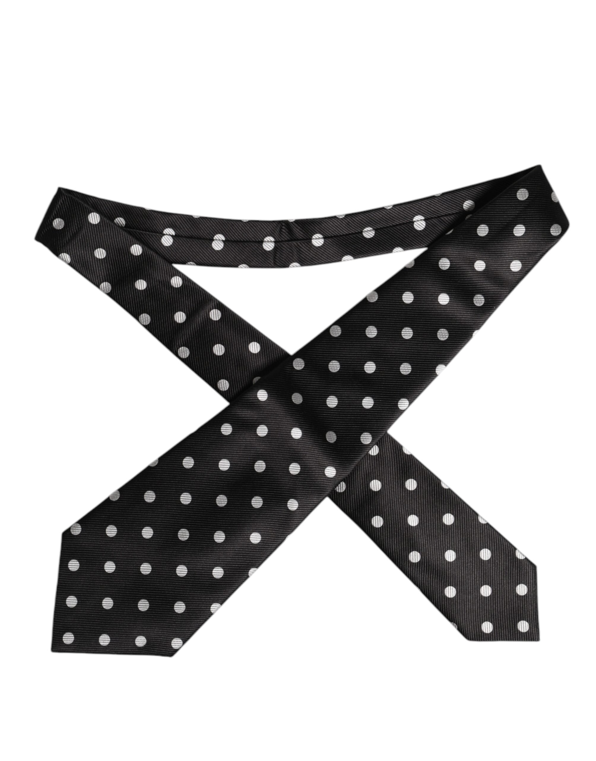 Dolce & Gabbana Black Polka Dots Silk Adjustable NeckMen's Men's Tie (Pre-Owned)