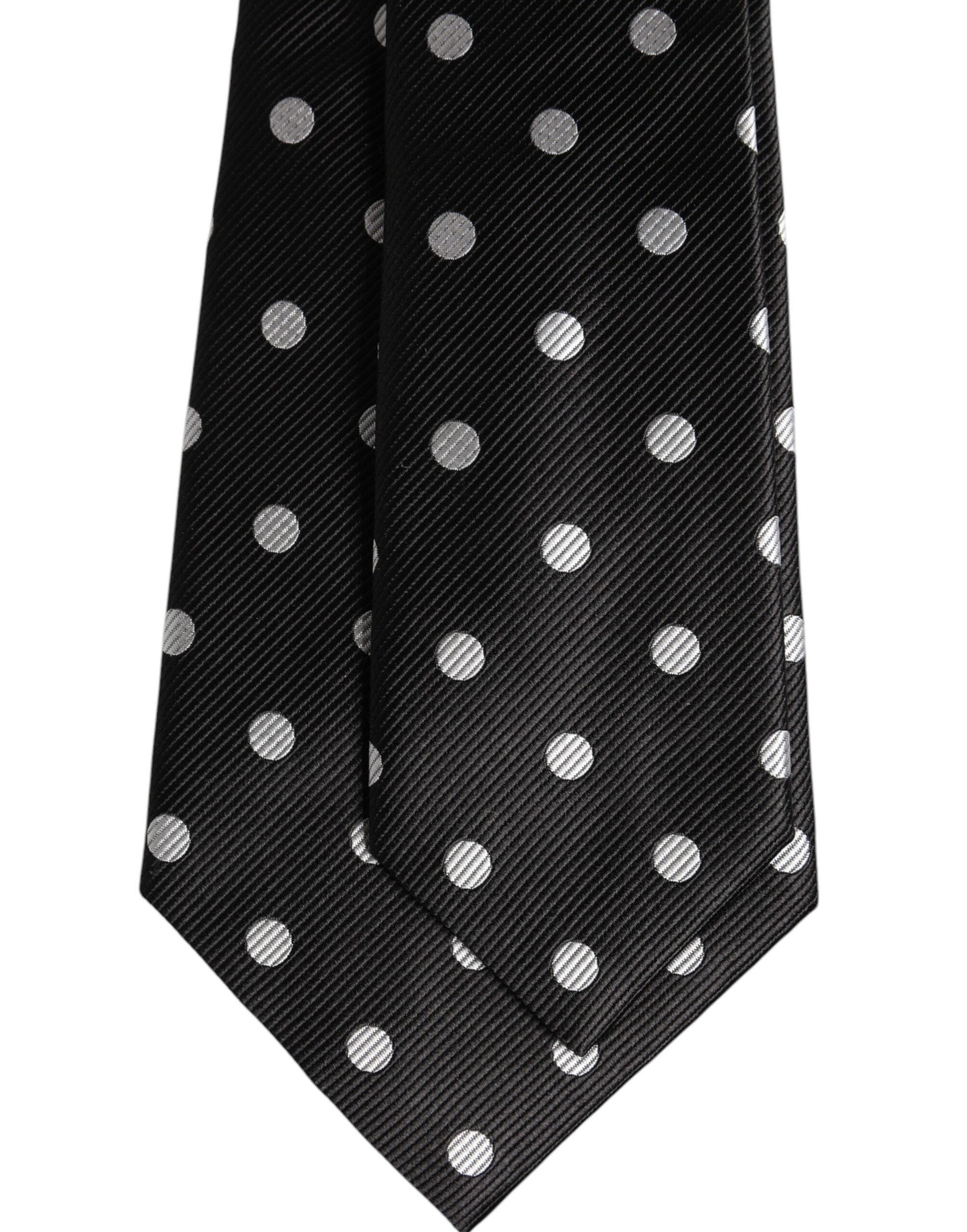 Dolce & Gabbana Black Polka Dots Silk Adjustable NeckMen's Men's Tie (Pre-Owned)