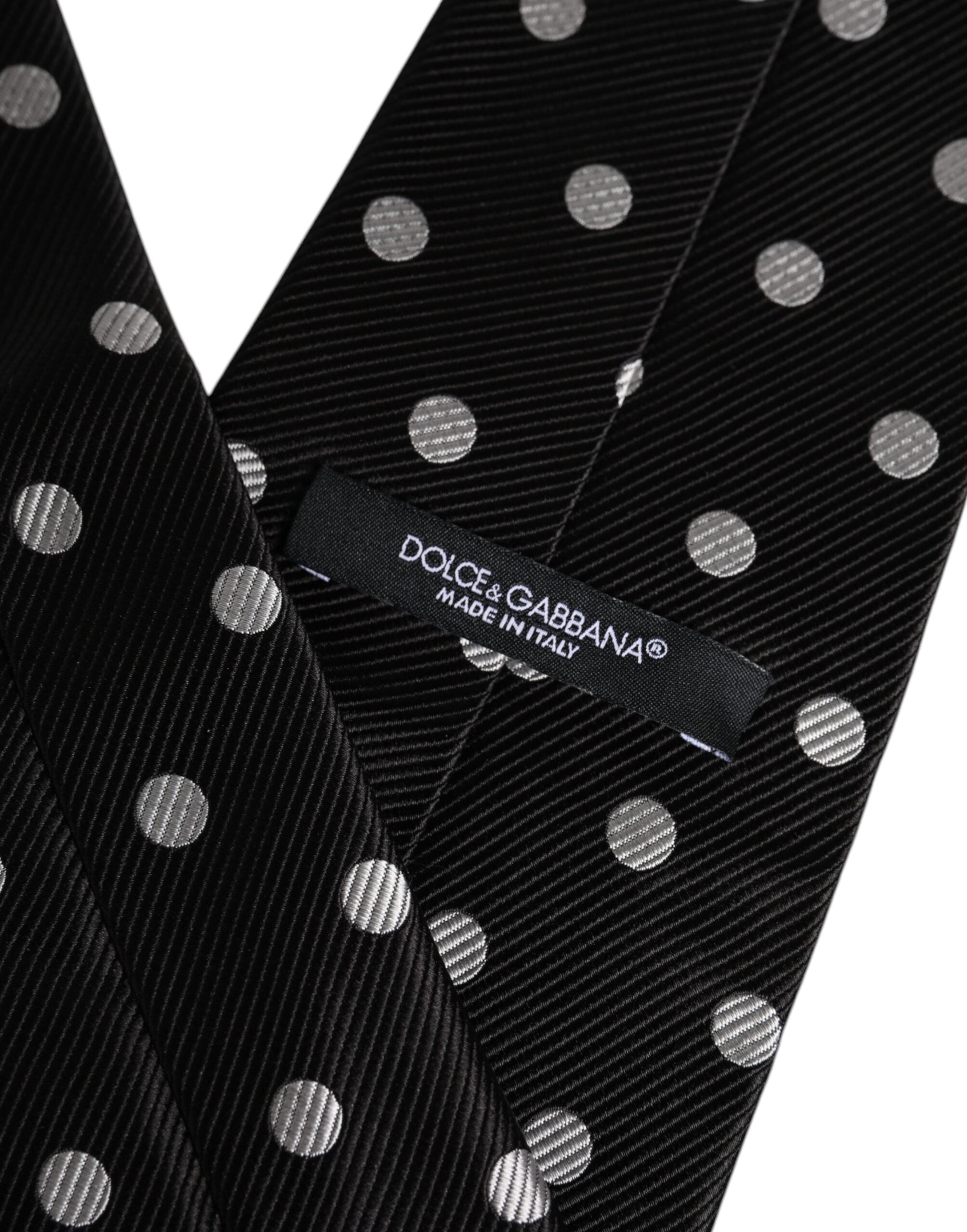 Dolce & Gabbana Black Polka Dots Silk Adjustable NeckMen's Men's Tie (Pre-Owned)