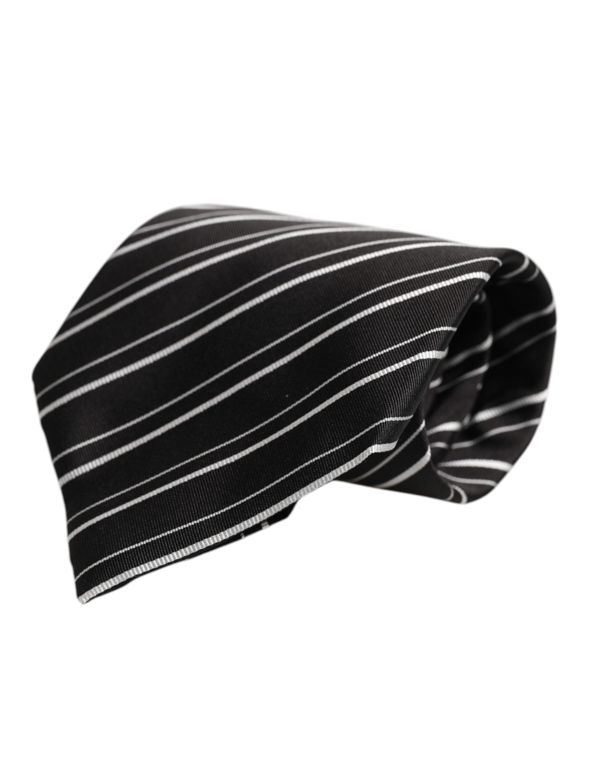 Dolce & Gabbana Black White Stripes Silk Adjustable NeckMen's Men's Tie