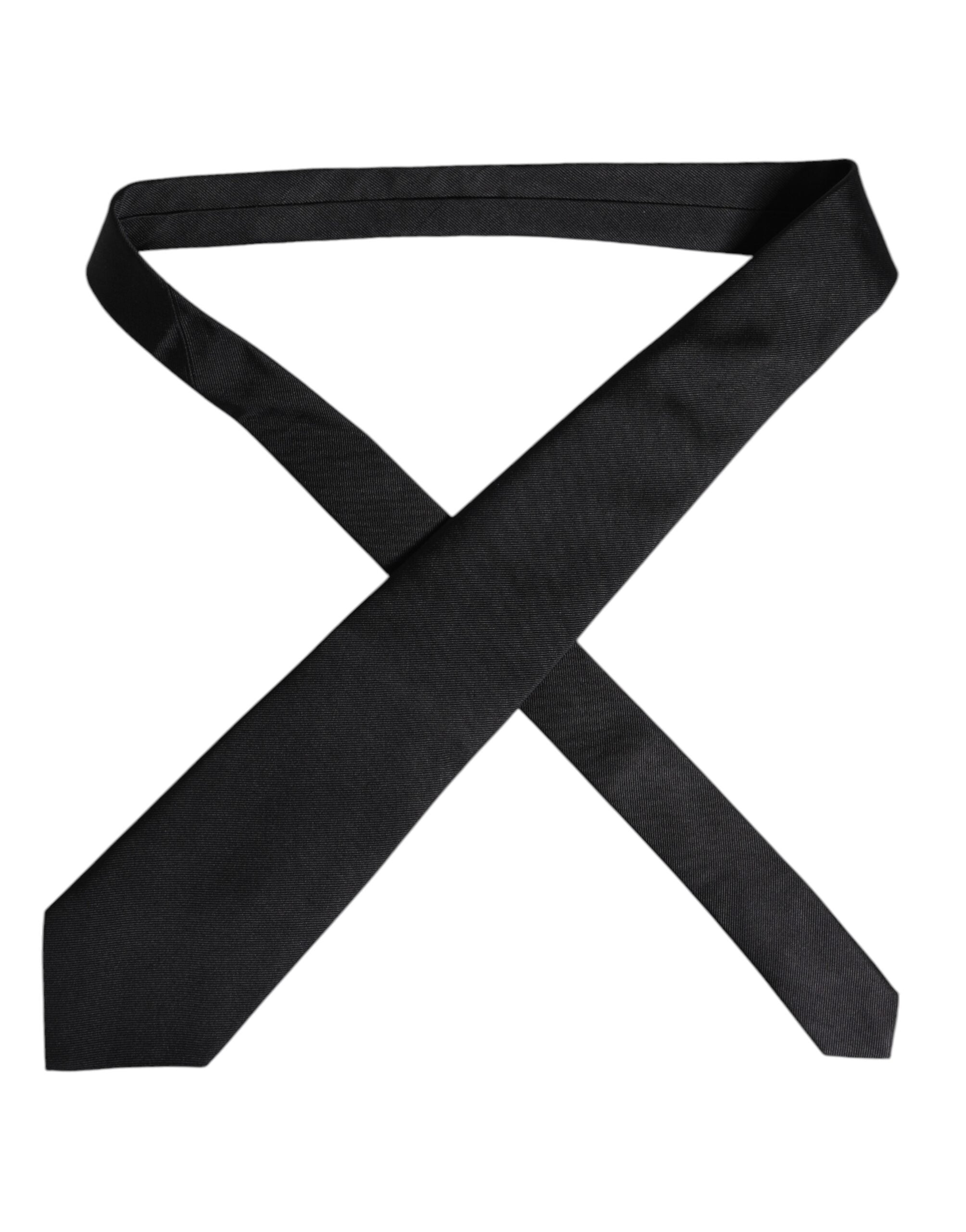 Dolce & Gabbana Black Solid Silk Adjustable NeckMen's Men's Tie