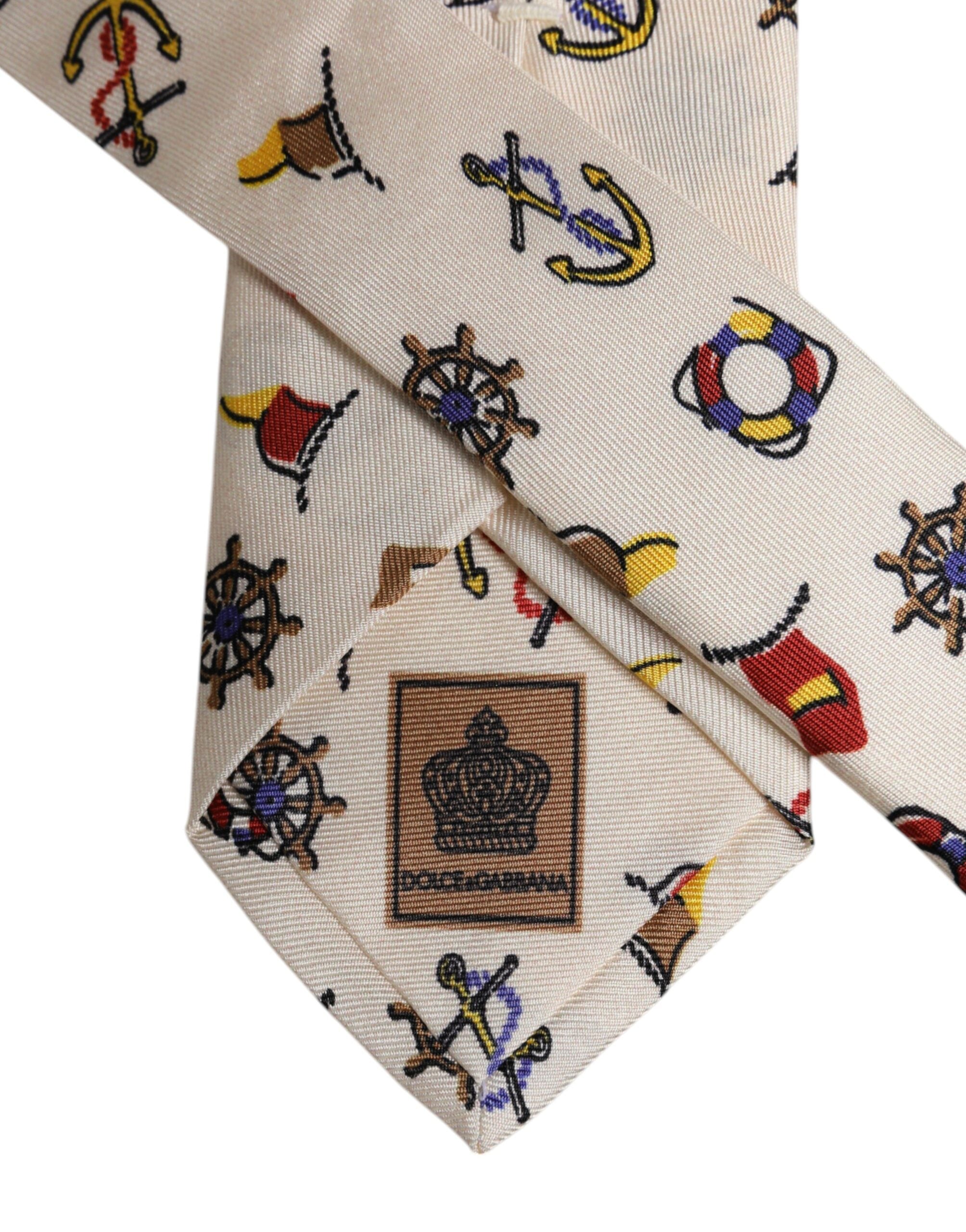 Dolce & Gabbana Beige Graphic Print Silk Adjustable NeckMen's Men's Tie (Pre-Owned)
