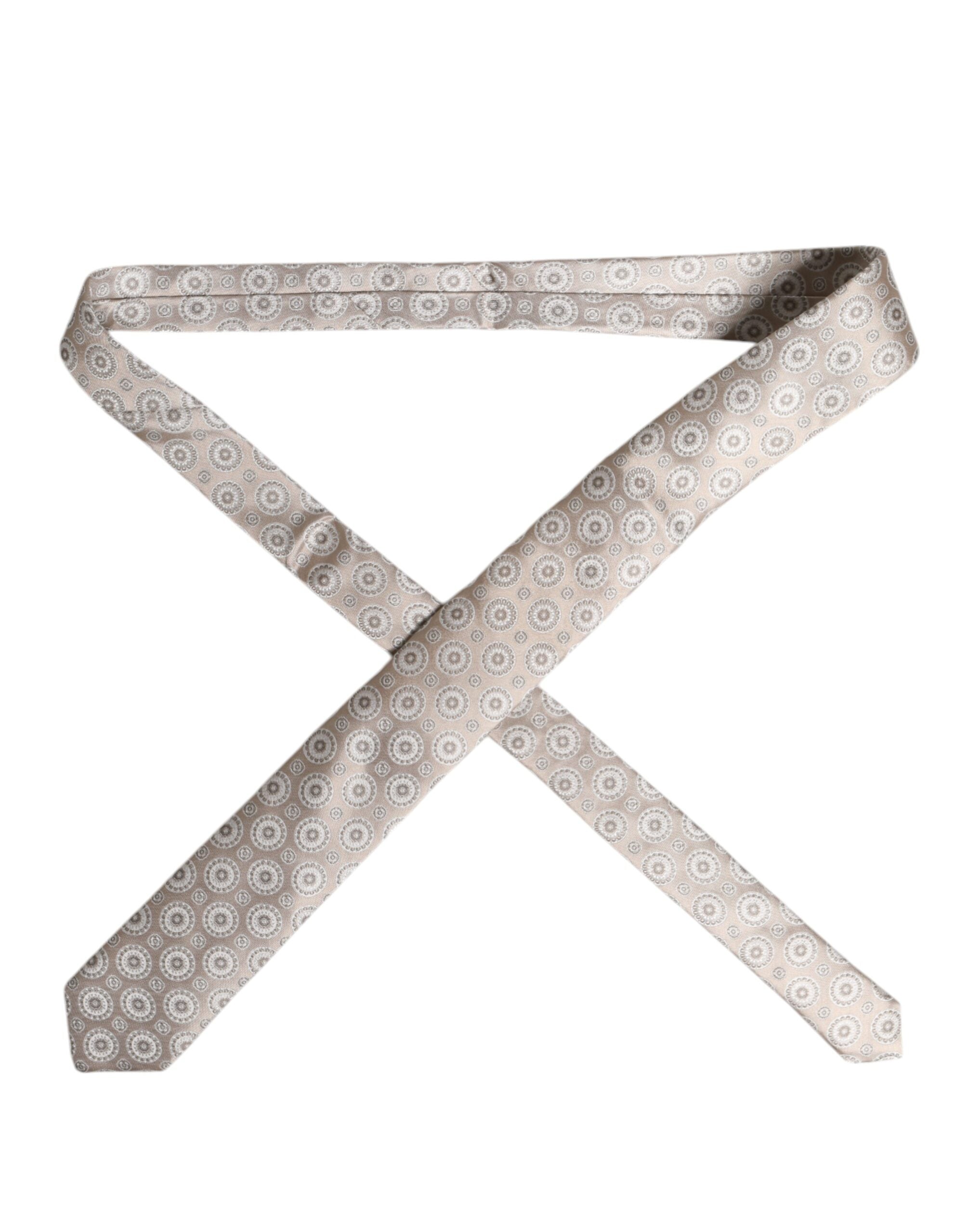 Dolce & Gabbana Beige Foulard Print Silk Adjustable NeckMen's Men's Tie