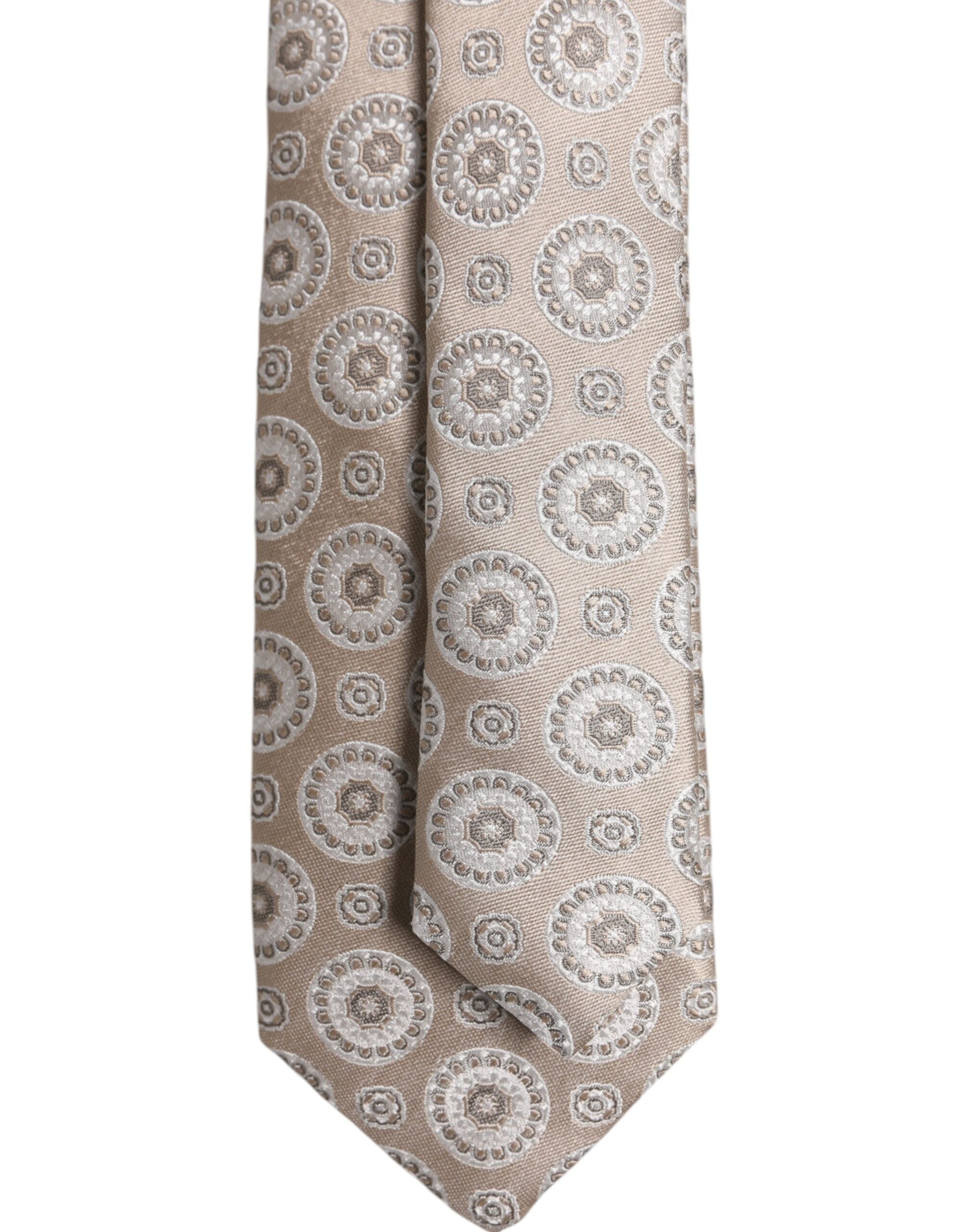 Dolce & Gabbana Beige Foulard Print Silk Adjustable NeckMen's Men's Tie