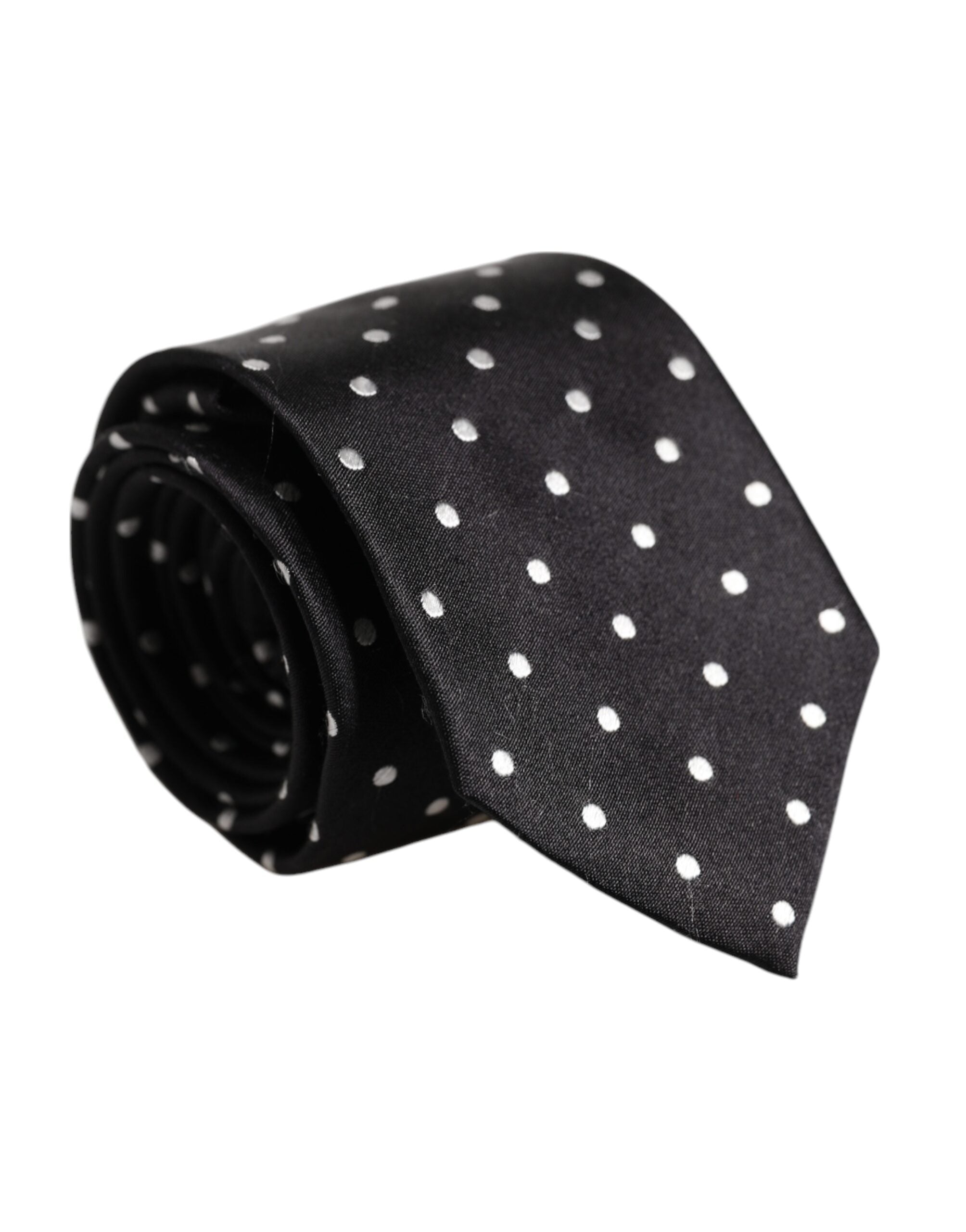 Dolce & Gabbana Black Polka Dots Silk Adjustable NeckMen's Men's Tie (Pre-Owned)