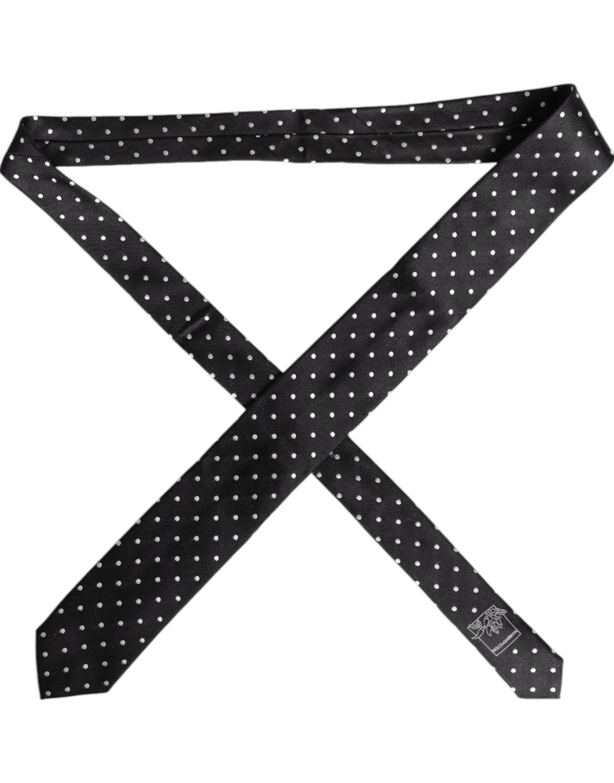 Dolce & Gabbana Black Polka Dots Silk Adjustable NeckMen's Men's Tie (Pre-Owned)