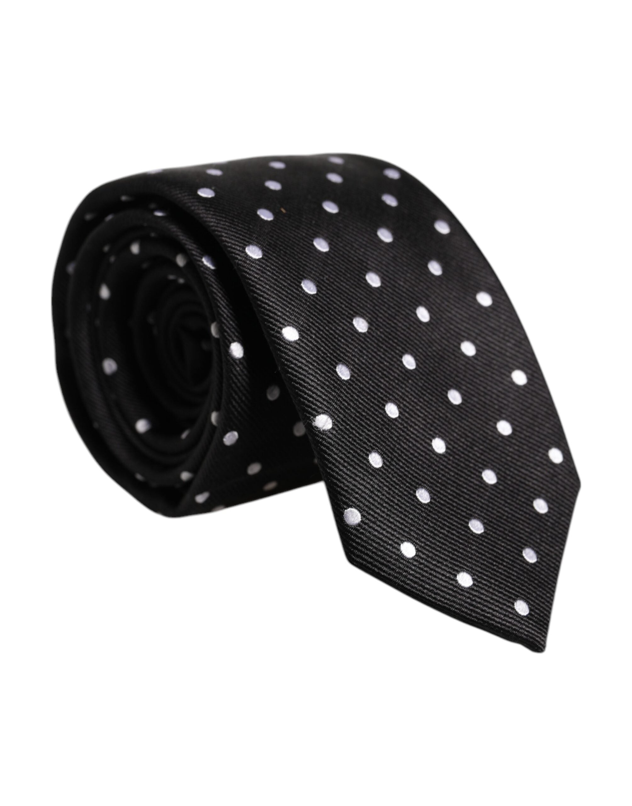 Dolce & Gabbana Black Polka Dots Silk Adjustable NeckMen's Men's Tie (Pre-Owned)