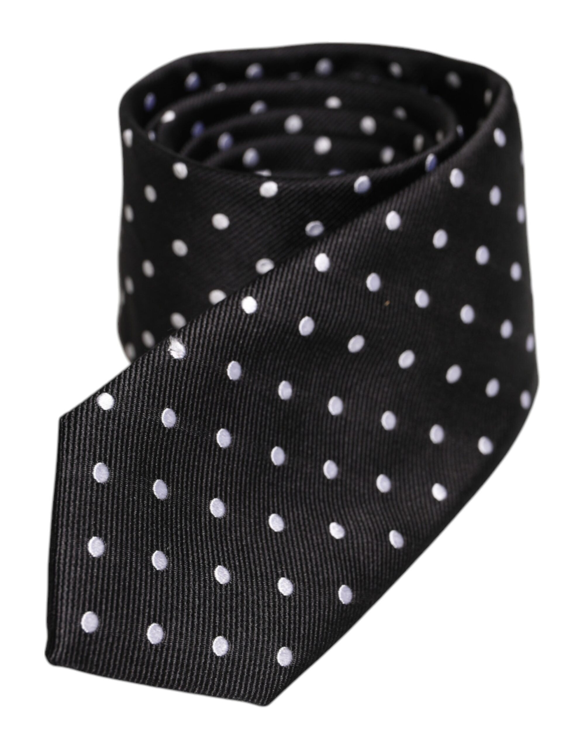 Dolce & Gabbana Black Polka Dots Silk Adjustable NeckMen's Men's Tie (Pre-Owned)