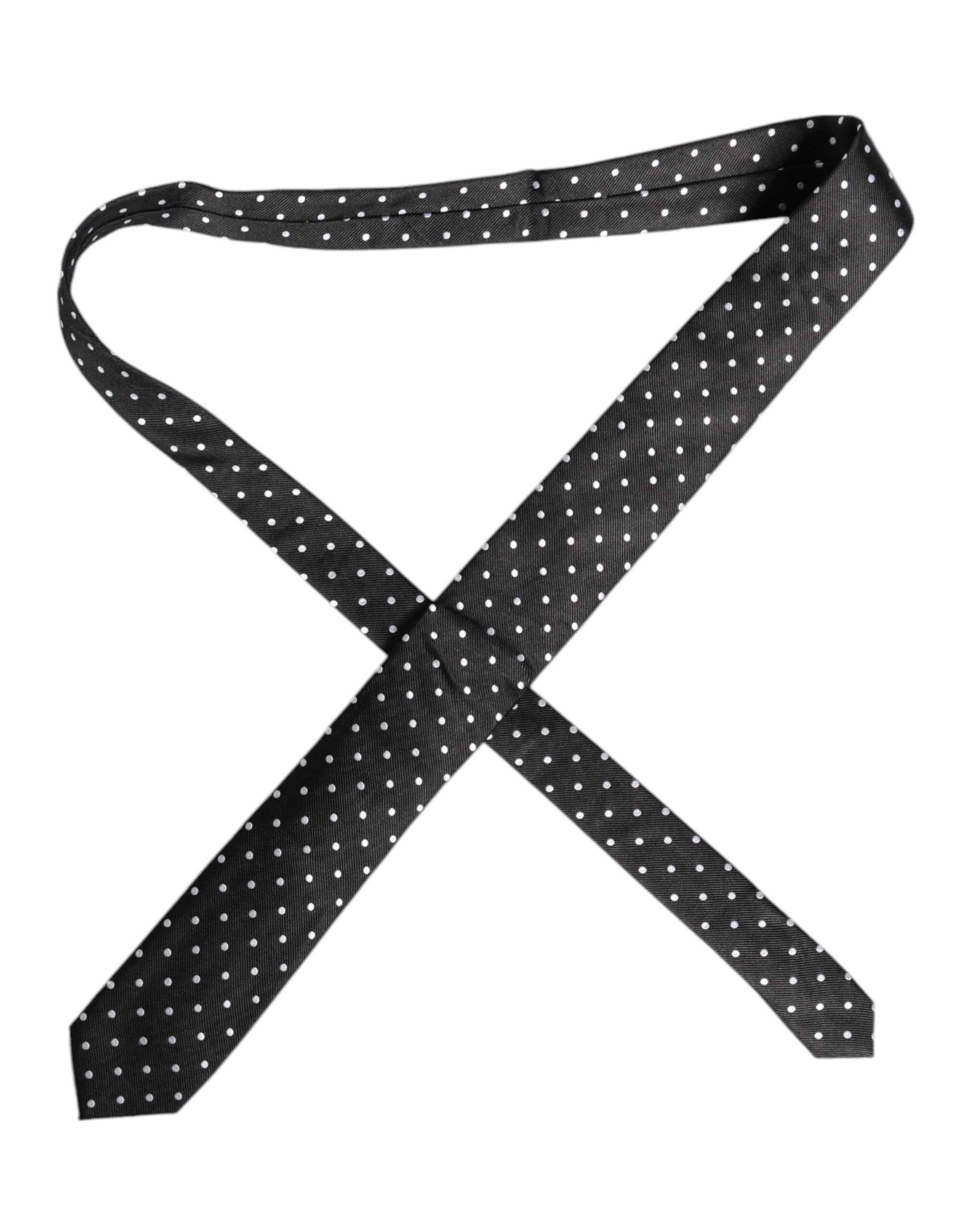 Dolce & Gabbana Black Polka Dots Silk Adjustable NeckMen's Men's Tie (Pre-Owned)