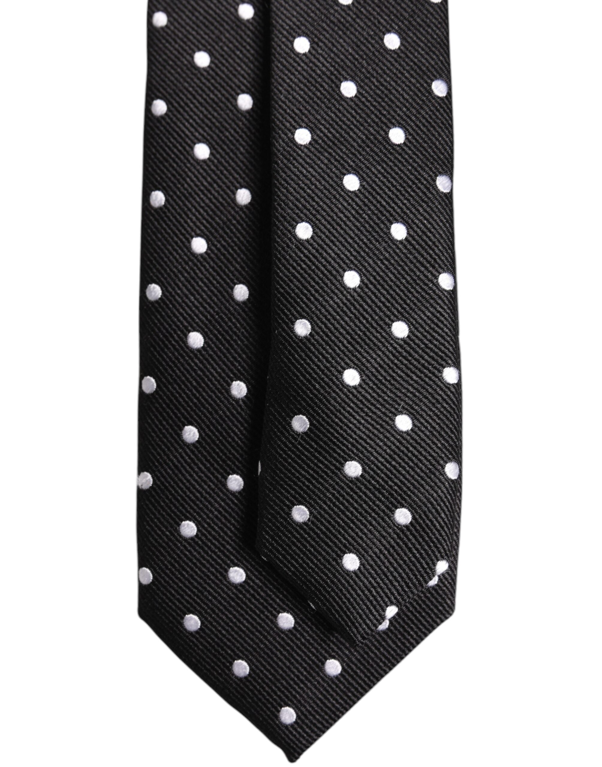 Dolce & Gabbana Black Polka Dots Silk Adjustable NeckMen's Men's Tie (Pre-Owned)