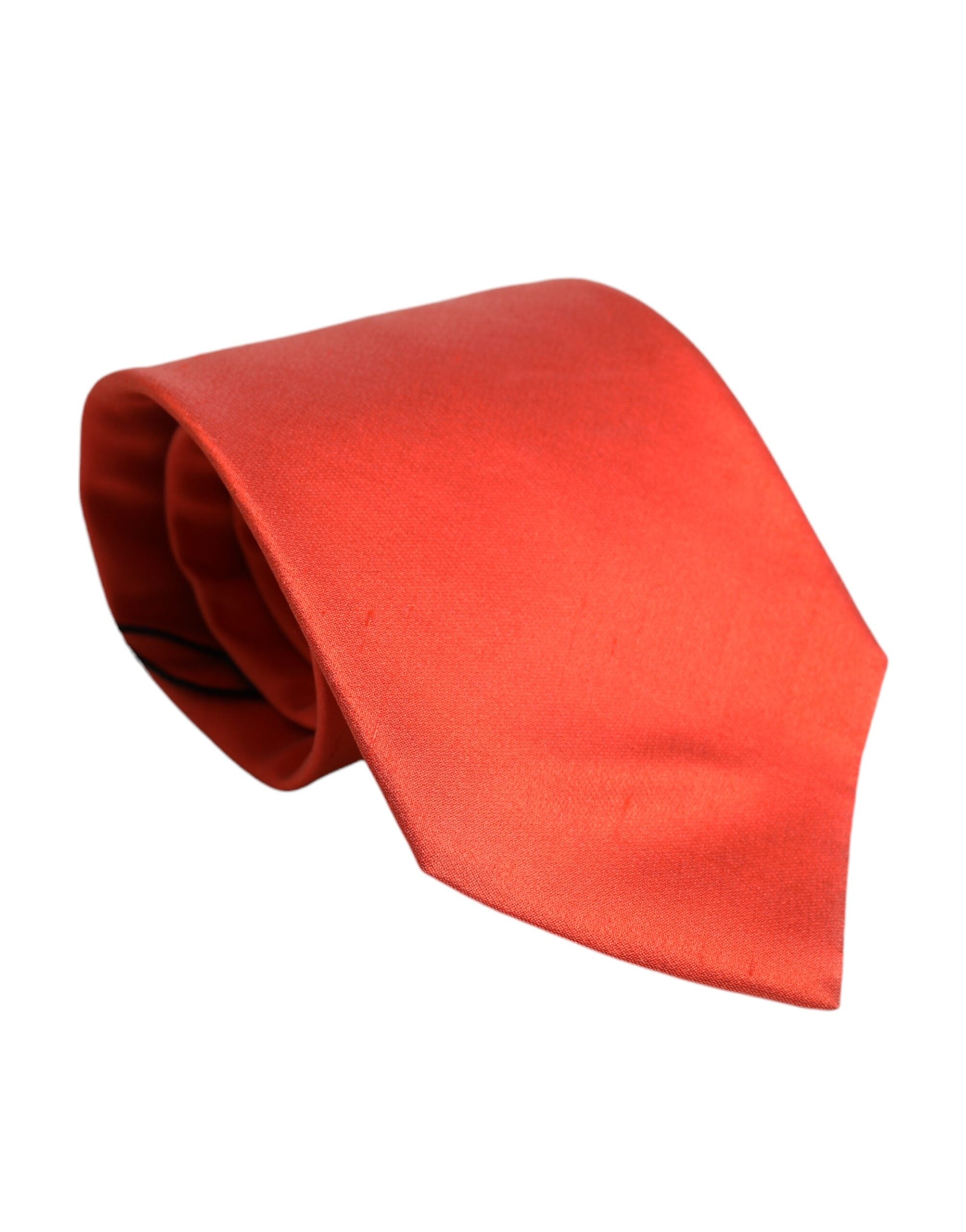 Dolce & Gabbana Orange Solid Silk Adjustable NeckMen's Men's Tie