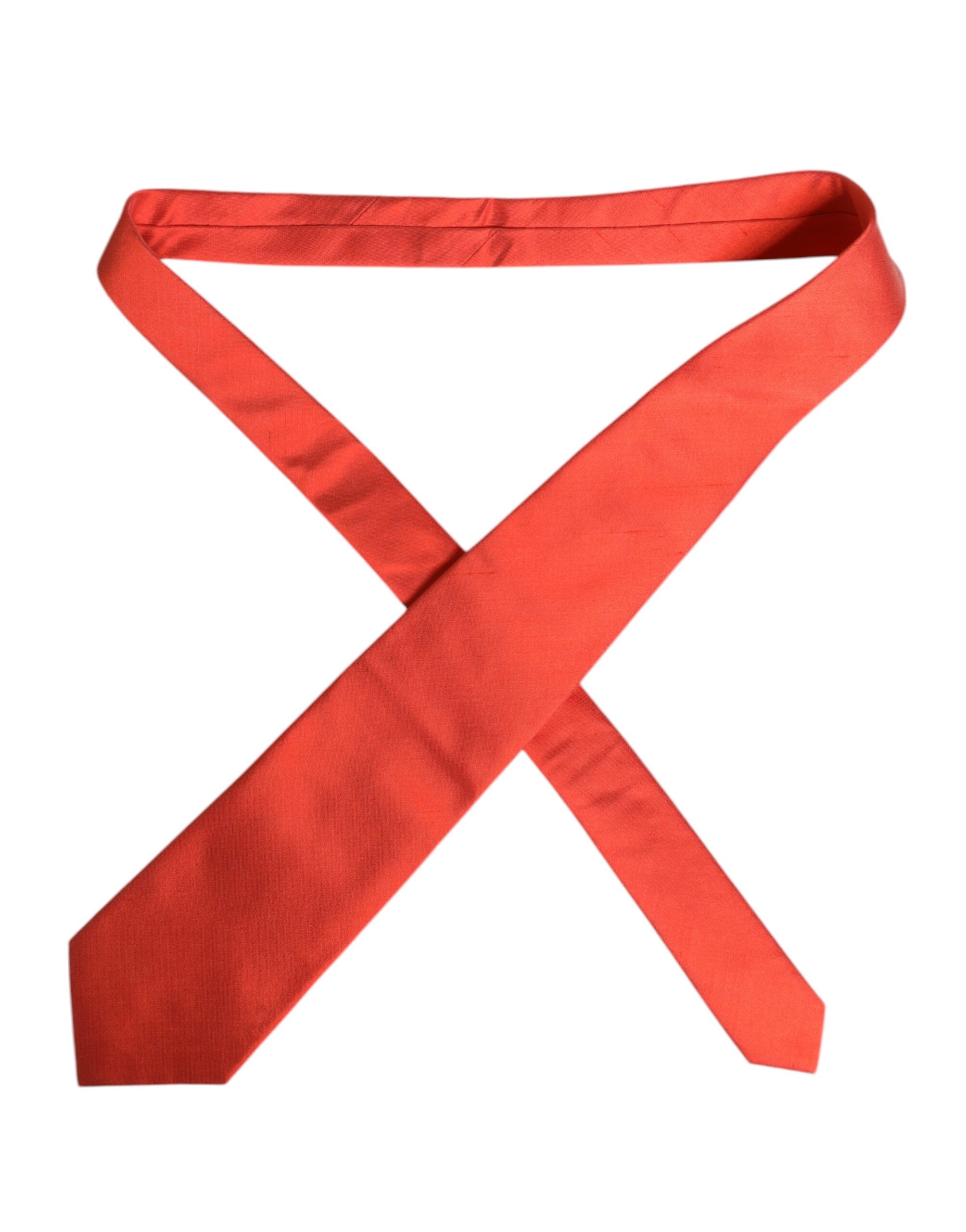 Dolce & Gabbana Orange Solid Silk Adjustable NeckMen's Men's Tie