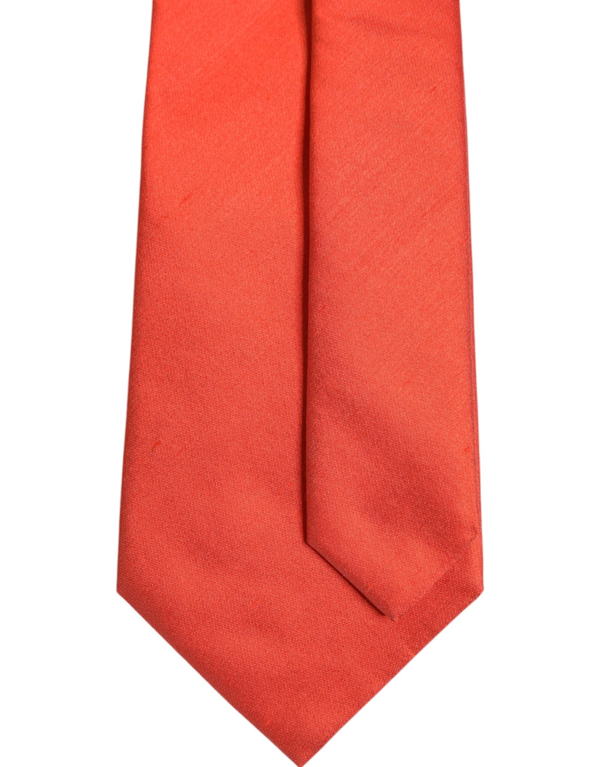 Dolce & Gabbana Orange Solid Silk Adjustable NeckMen's Men's Tie