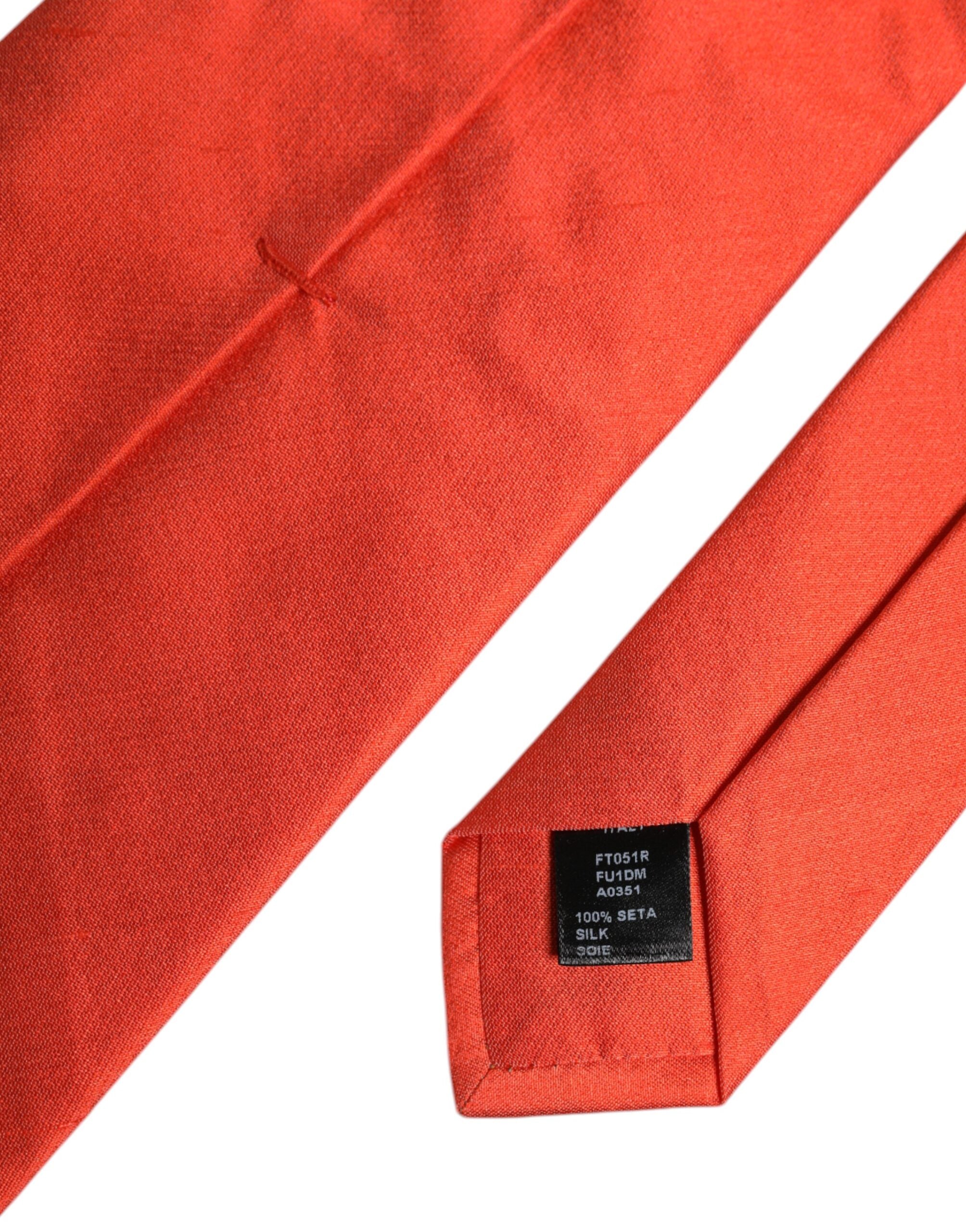Dolce & Gabbana Orange Solid Silk Adjustable NeckMen's Men's Tie