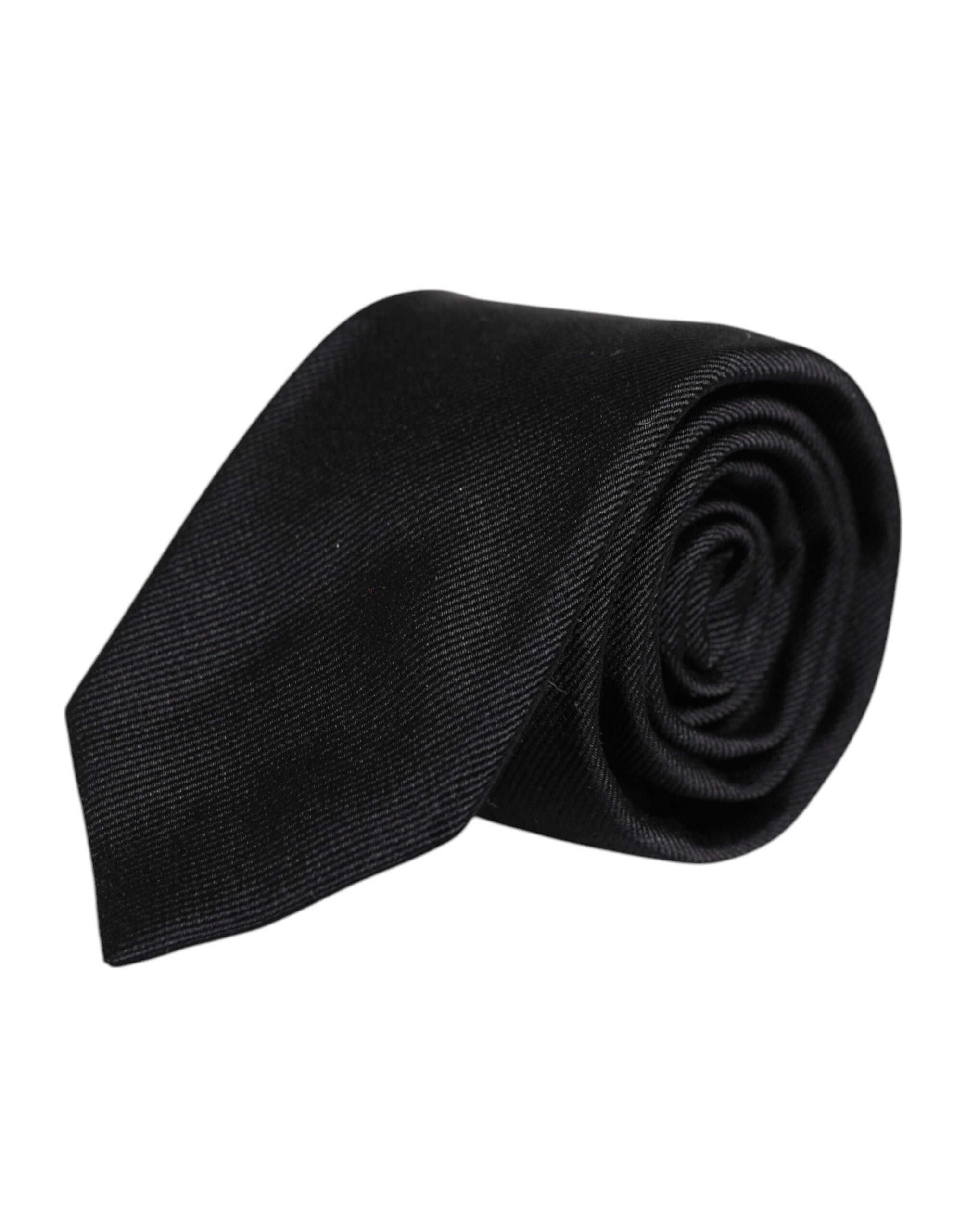 Dolce & Gabbana Black Solid Silk Adjustable NeckMen's Men's Tie (Pre-Owned)