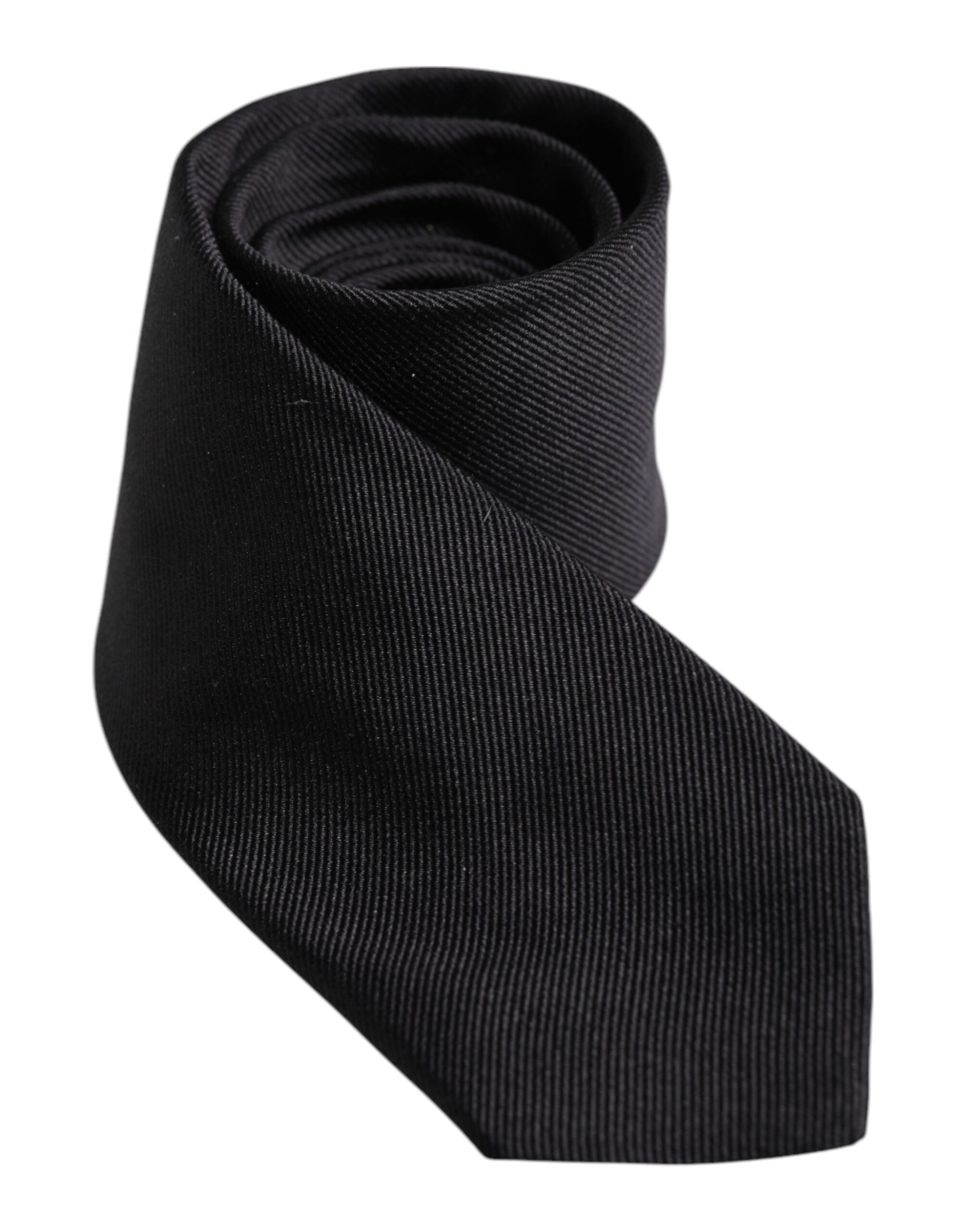Dolce & Gabbana Black Solid Silk Adjustable NeckMen's Men's Tie (Pre-Owned)
