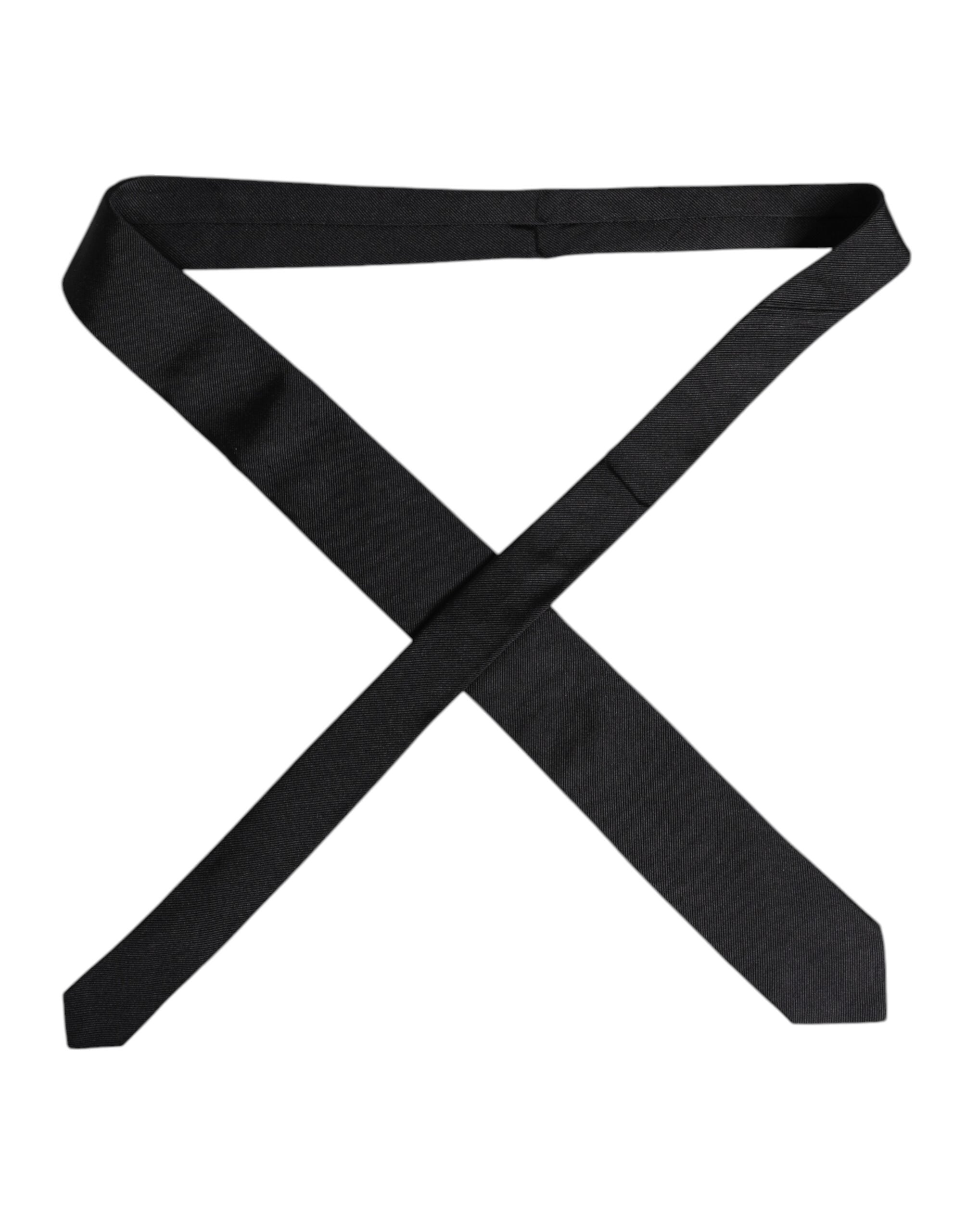 Dolce & Gabbana Black Solid Silk Adjustable NeckMen's Men's Tie (Pre-Owned)